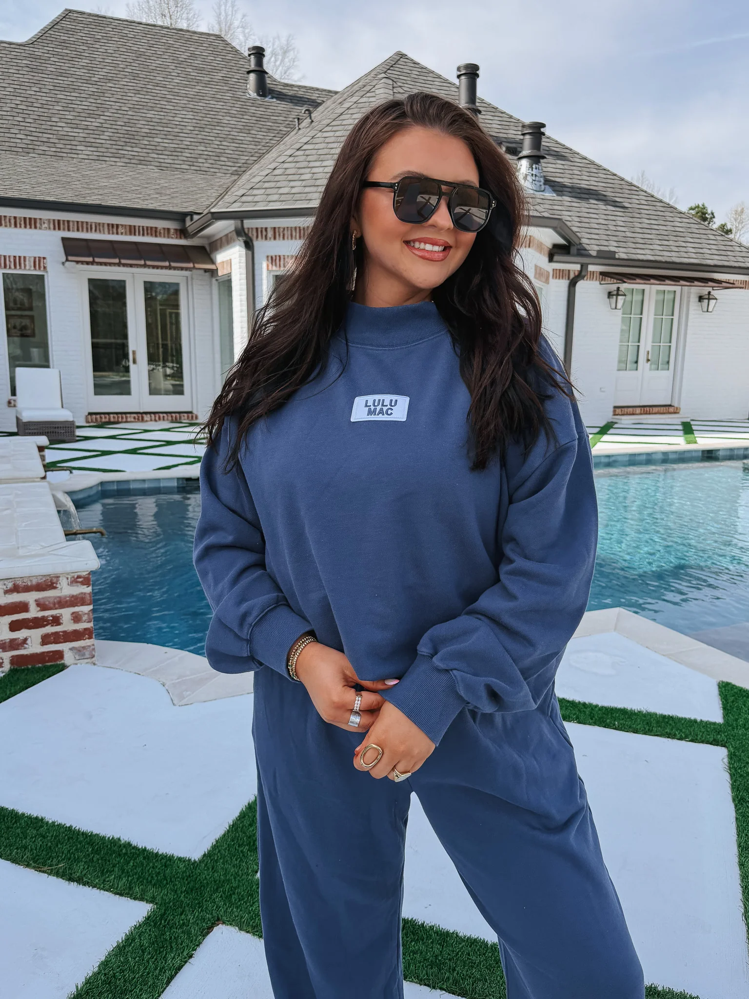Lulu Mac Terry Cloth Sweatpants in Navy - Image 4