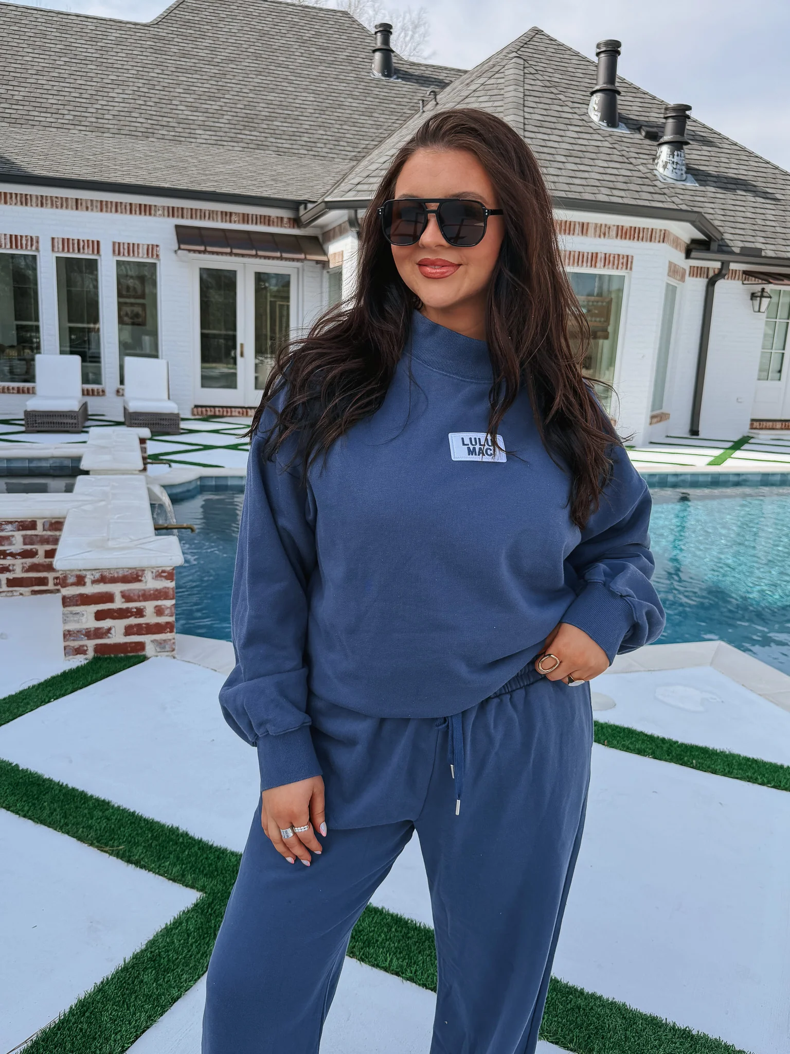 Lulu Mac Terry Cloth Sweatpants in Navy - Image 5