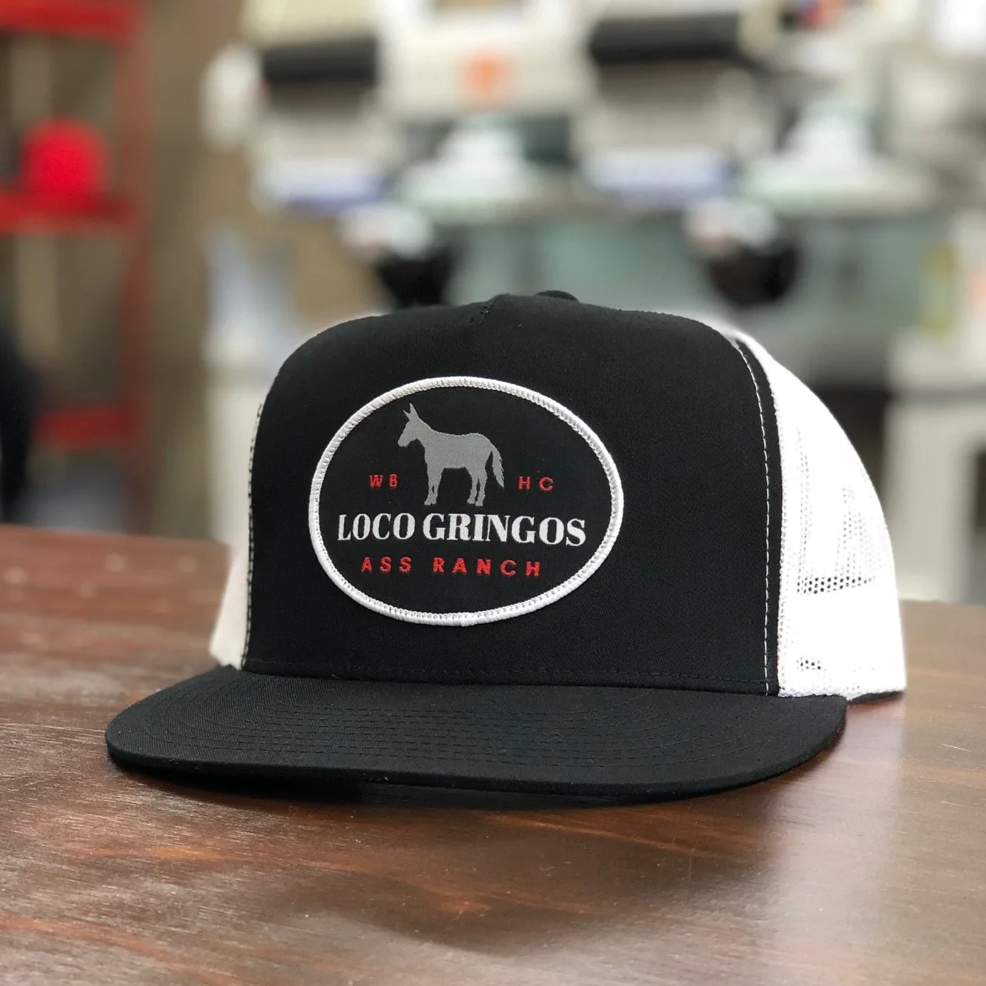 Whiskey Bent Hat Co. Loco Gringos Trucker Hat in Black/White - Image 3