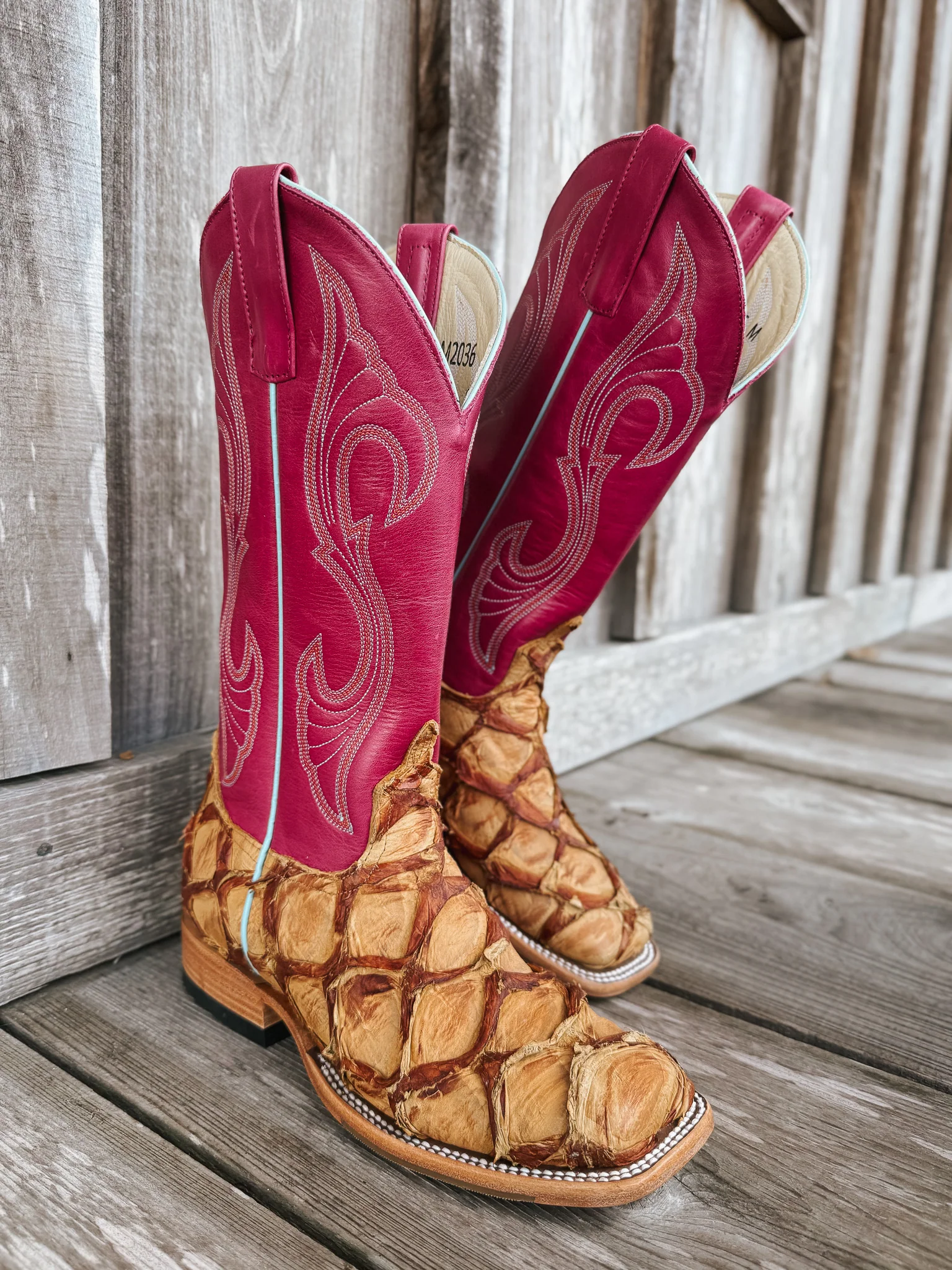 Women's Macie Bean Pink Antique Saddle Pirarucu Boots - Image 4