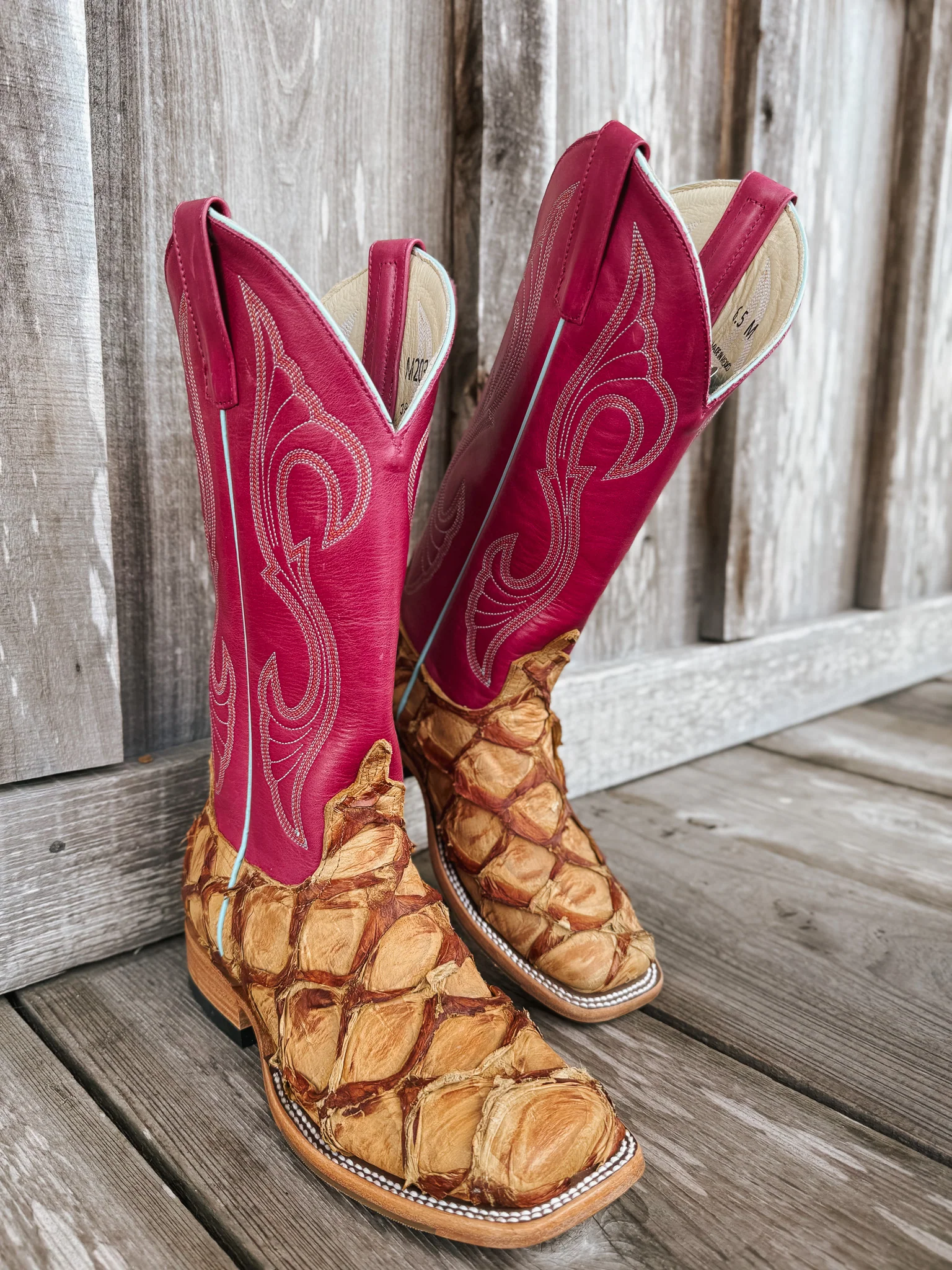 Women's Macie Bean Pink Antique Saddle Pirarucu Boots - Image 9