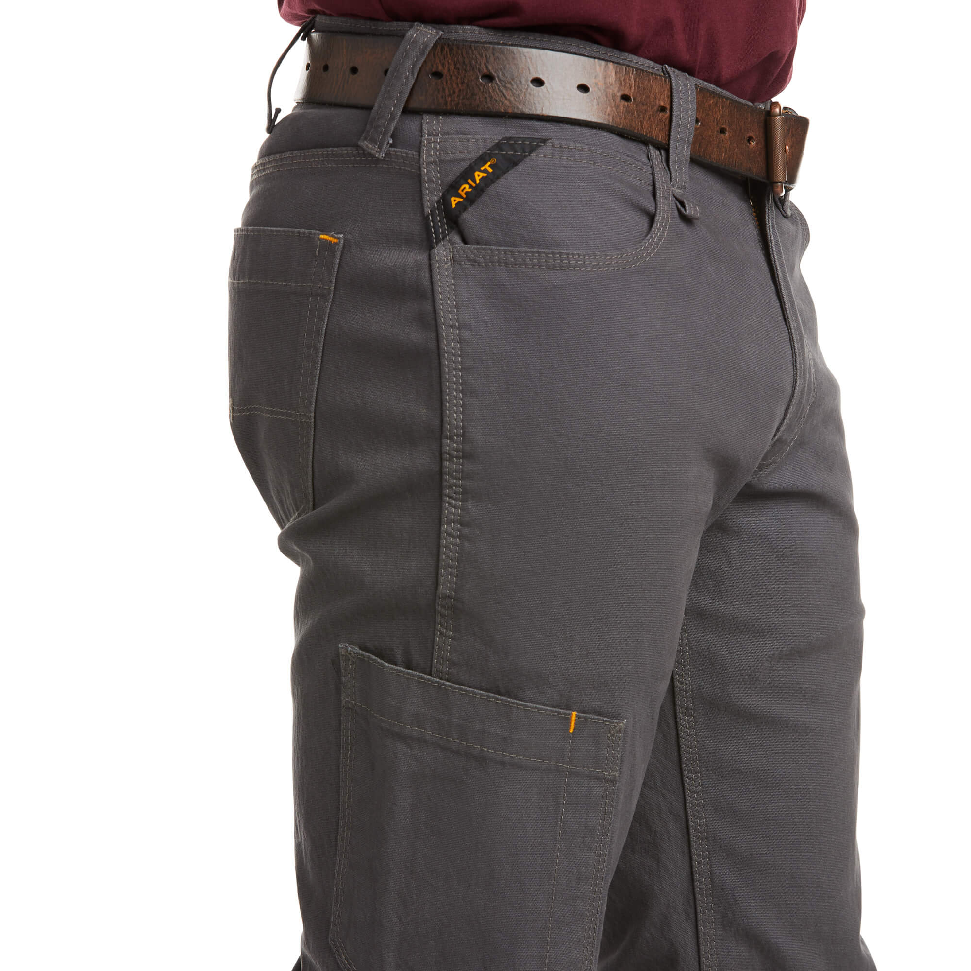 ARIAT REBAR M4 RELAXED DURASTRETCH MADE TOUGH STACKABLE STRAIGHT LEG PANT IN REBAR GREY - Image 4