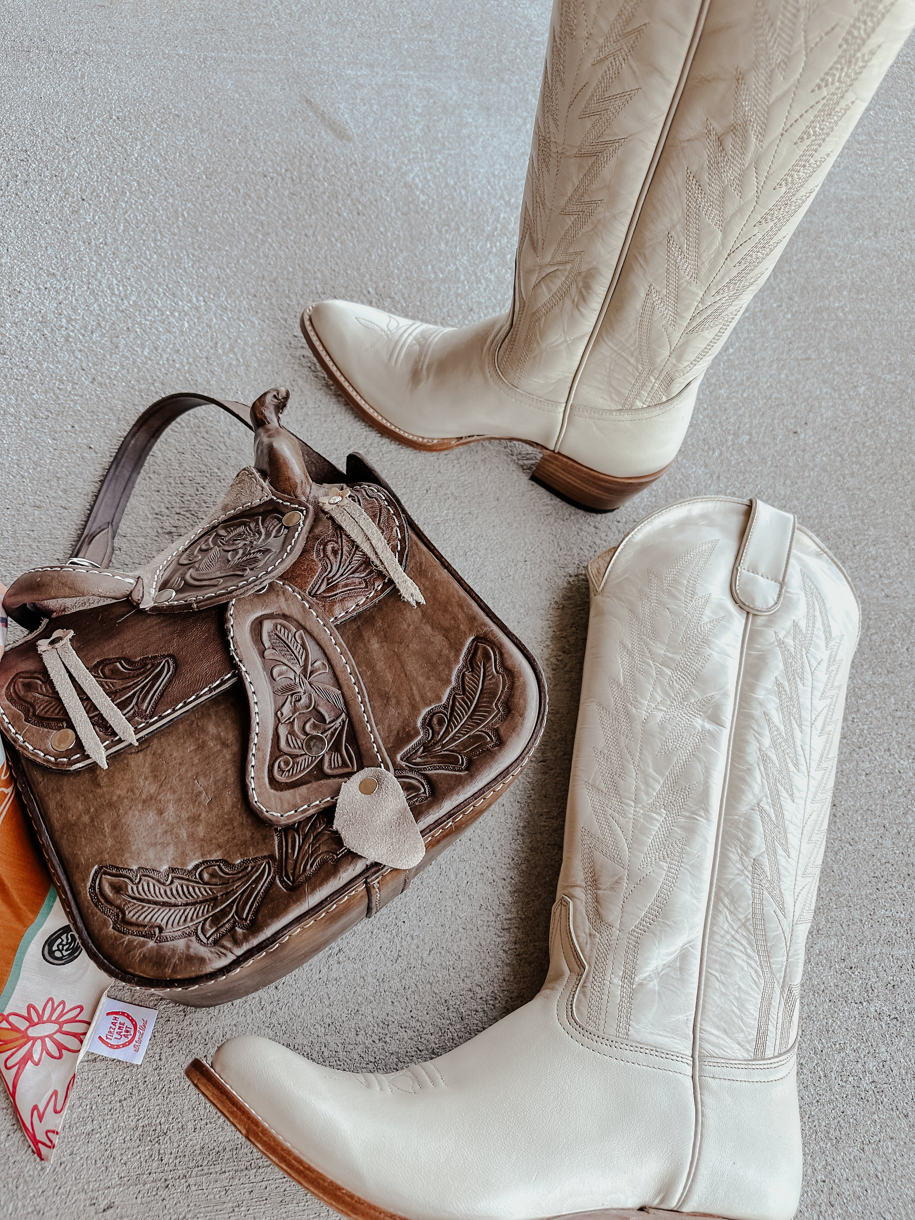 Women's 15" Macie Bean Spacey Gracey Almond Toe Cream Boot - Image 13