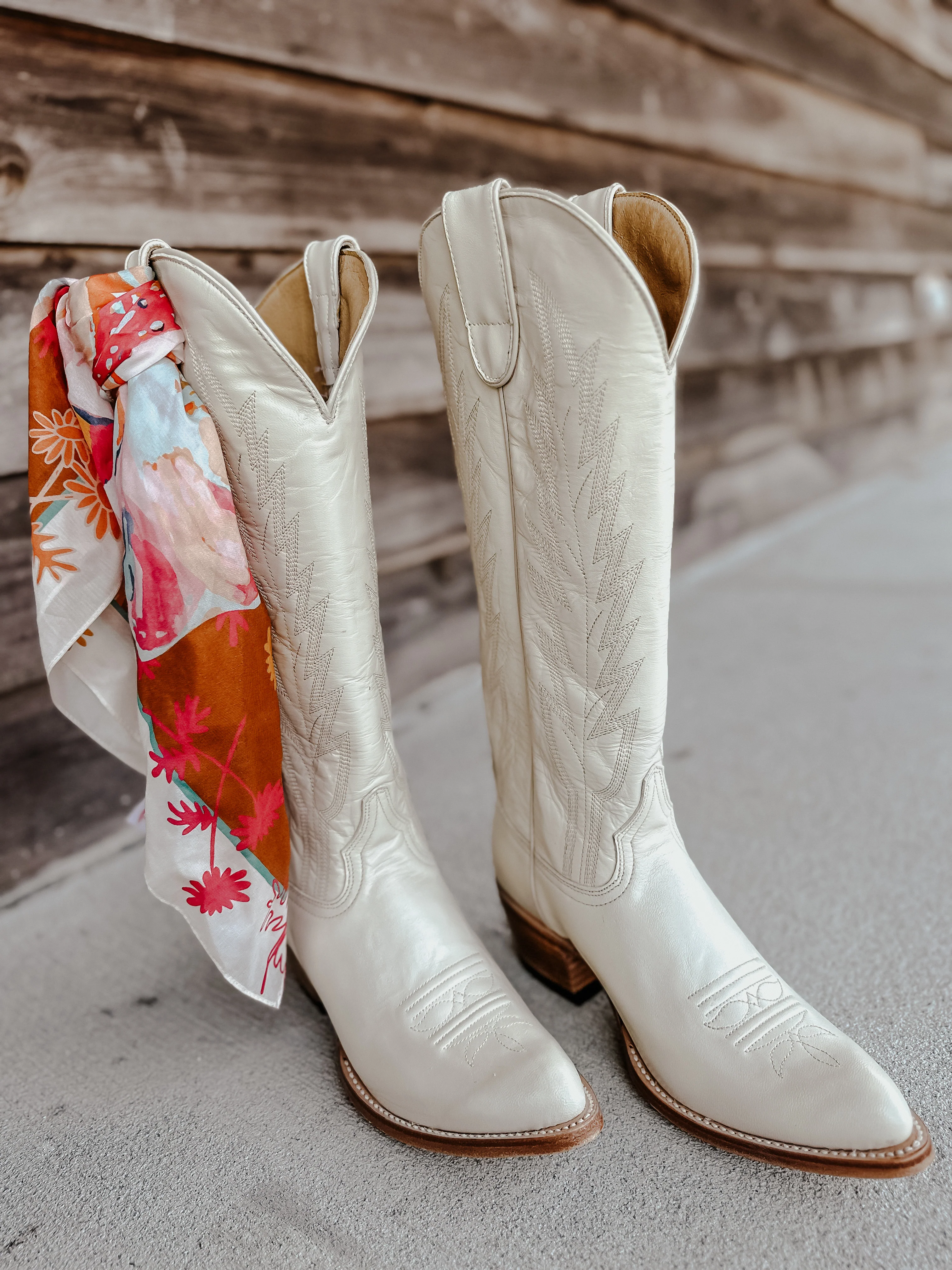 Women's 15" Macie Bean Spacey Gracey Almond Toe Cream Boot - Image 17