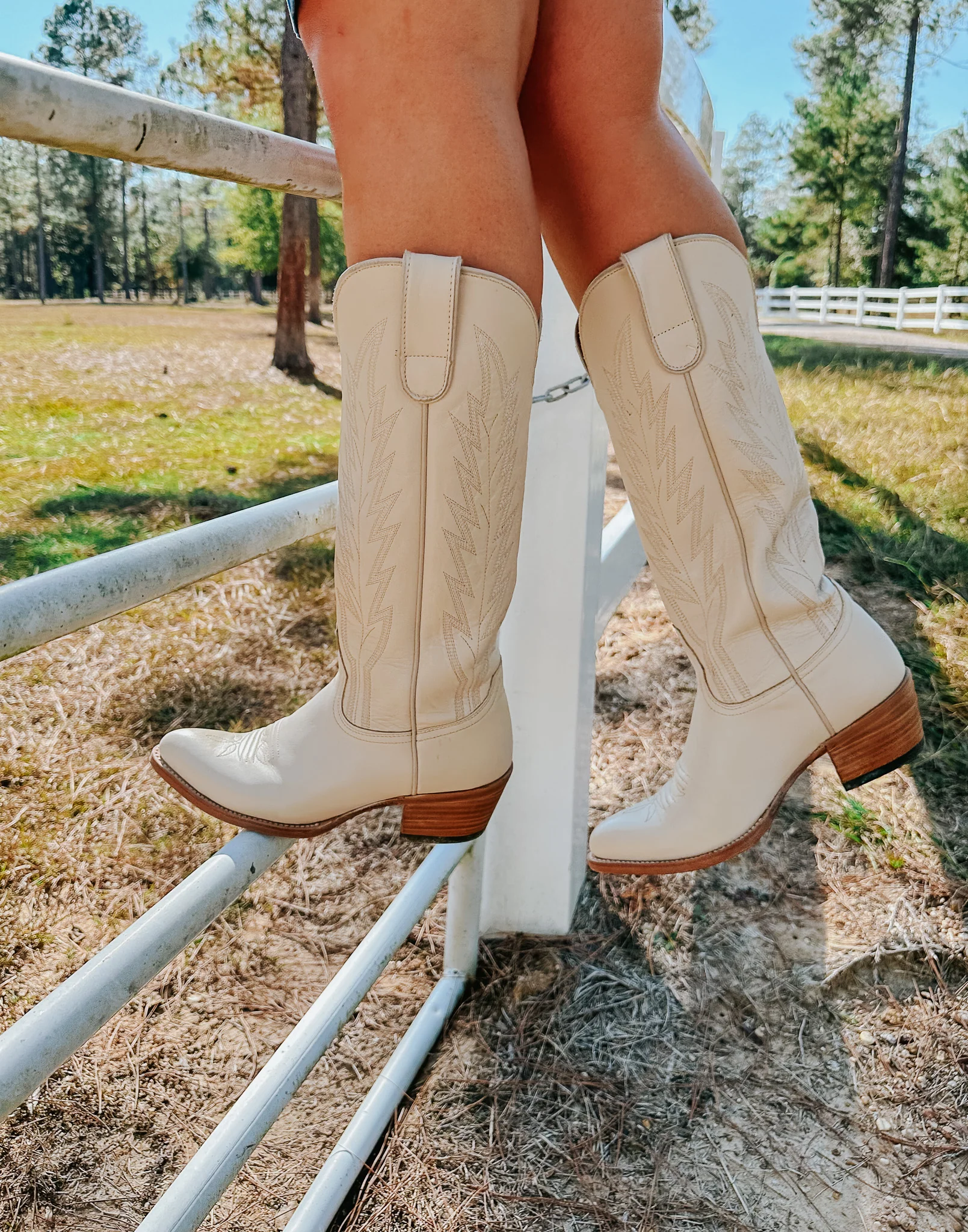Women's 15" Macie Bean Spacey Gracey Almond Toe Cream Boot - Image 19