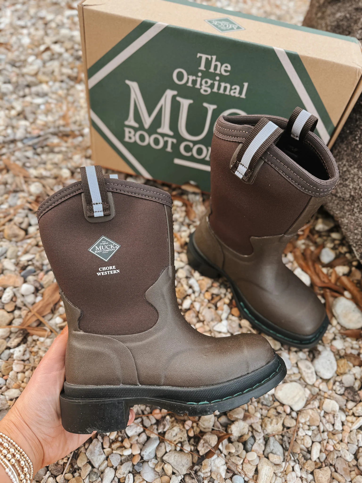 Kid's Muck Chore Western Rubber Boots - Brown - Image 10