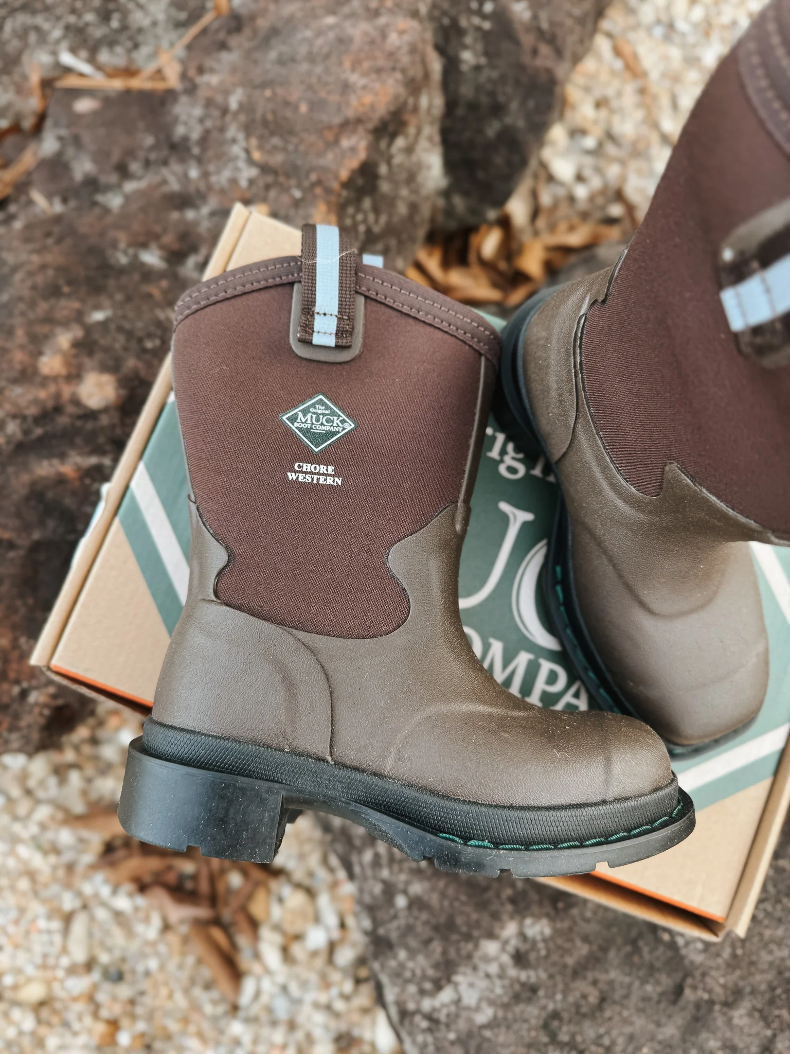 Kid's Muck Chore Western Rubber Boots - Brown - Image 3