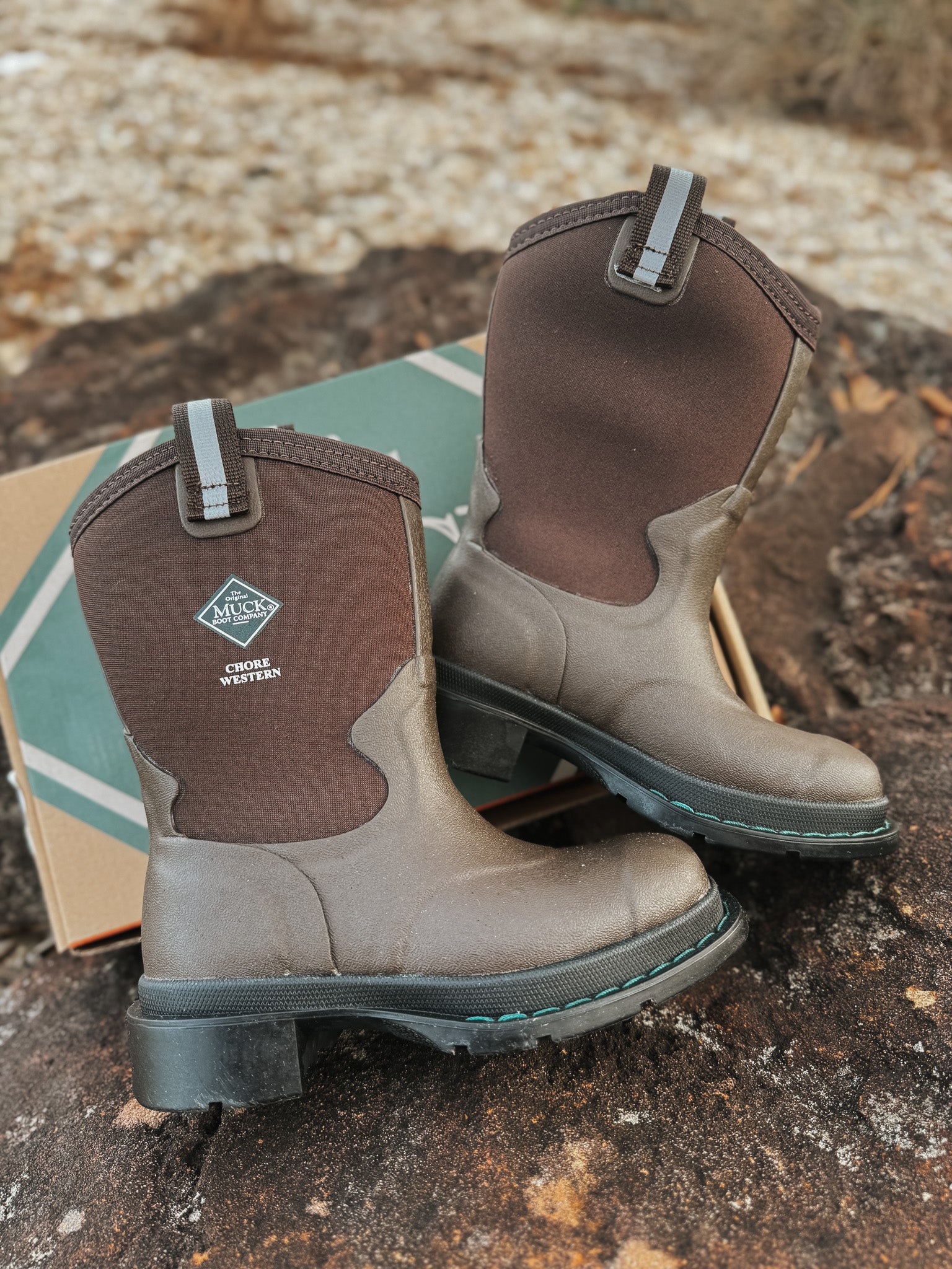 Kid's Muck Chore Western Rubber Boots - Brown - Image 6