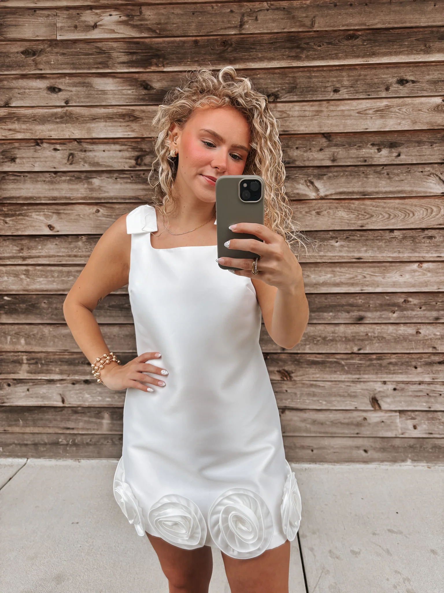 Petal Pop Mini Dress in Off White - Image 2