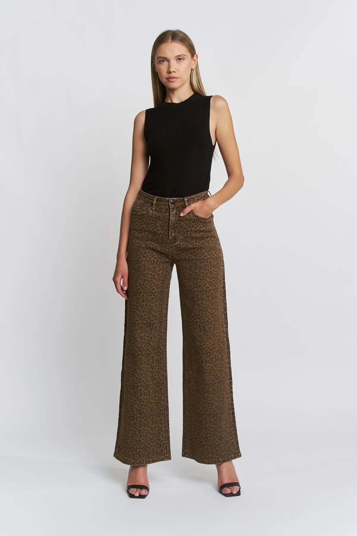 The Derby Super High Ride Wide Leg Leopard Jeans - Image 7