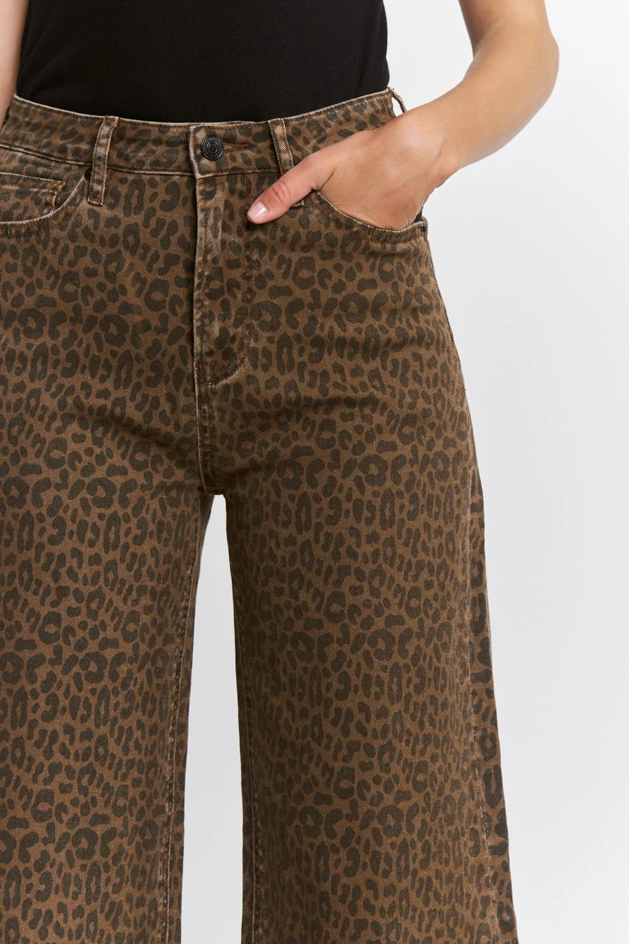 The Derby Super High Ride Wide Leg Leopard Jeans - Image 8