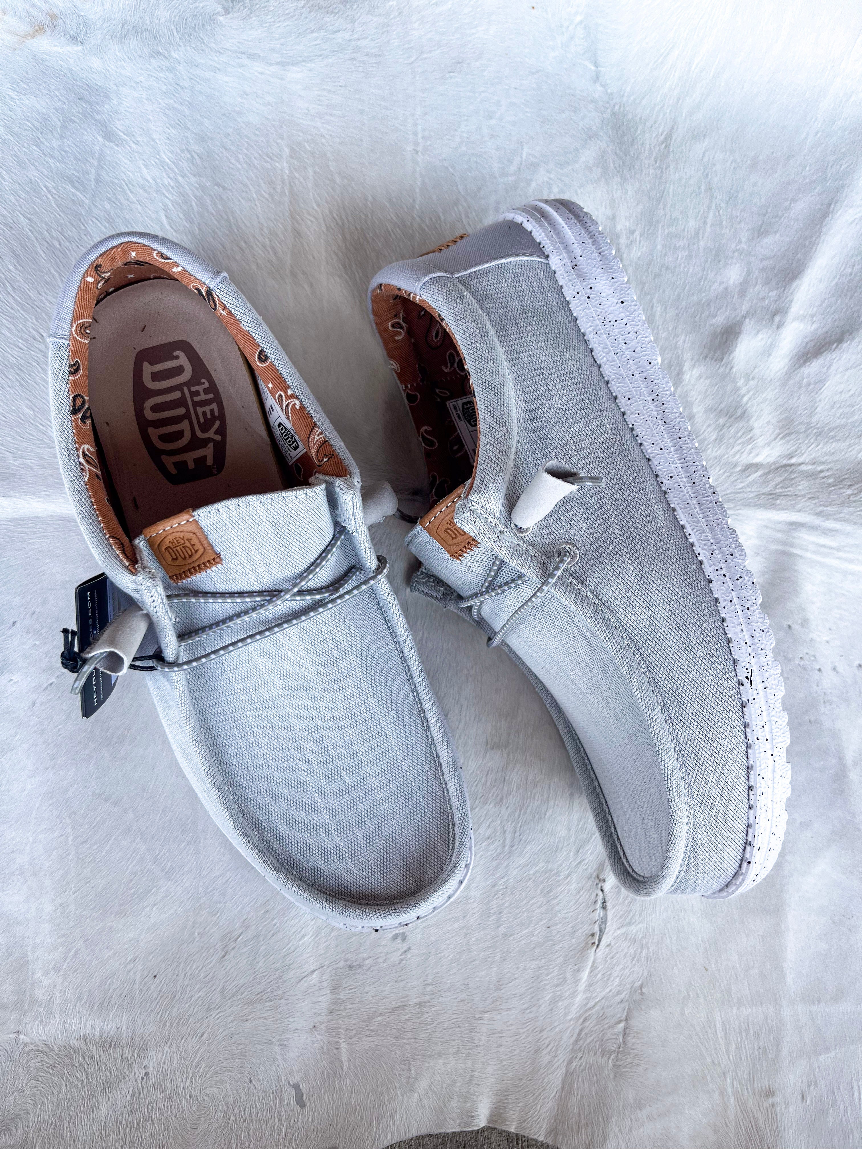 Men's Hey Dude Wally Washed Canvas Light Grey - Image 4