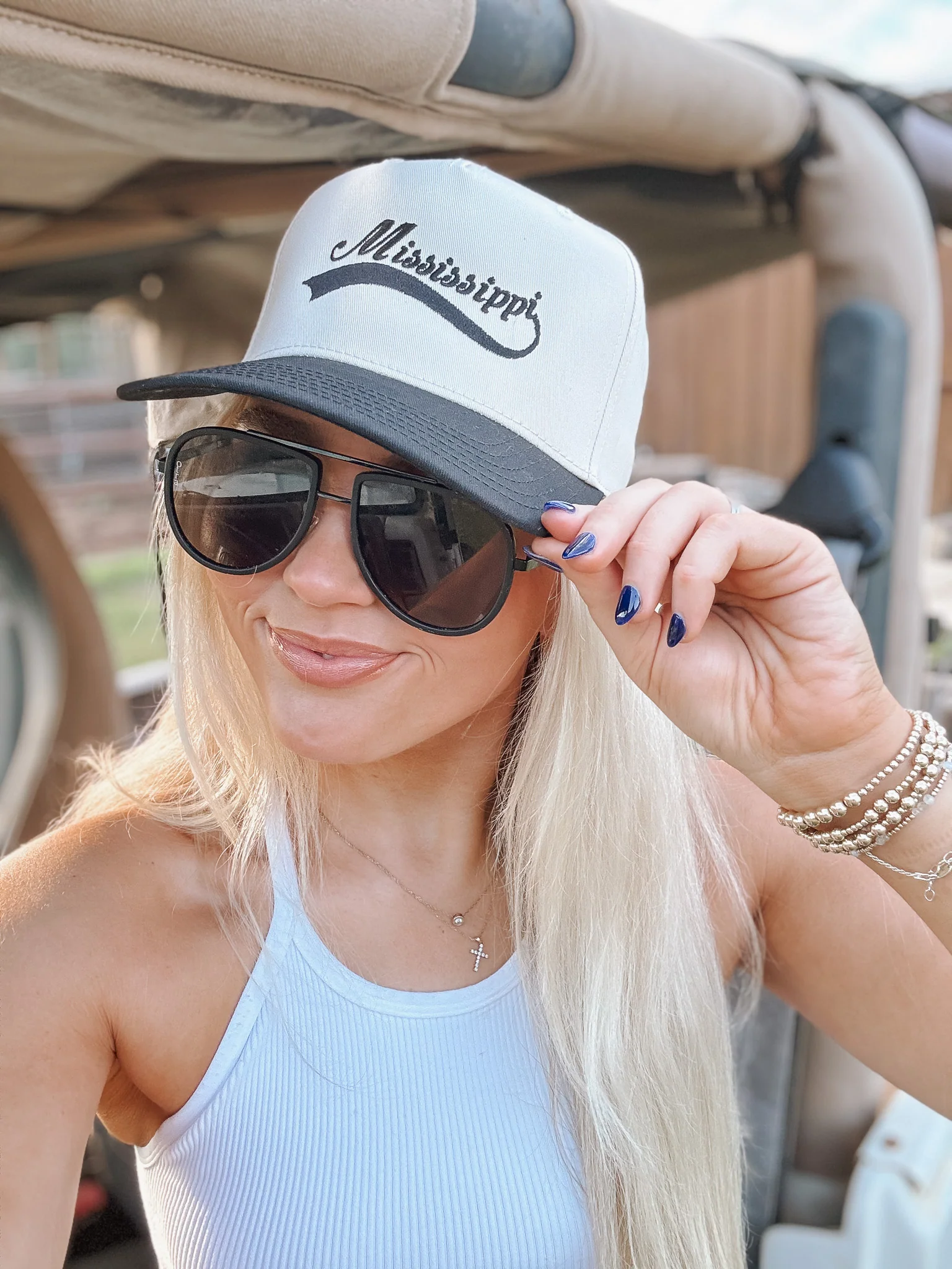 MS Black & Cream Trucker Hat - Image 4