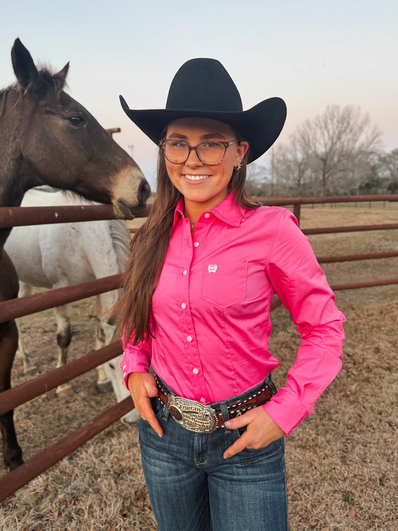 Cinch Women's Long Sleeve Button Down in Solid Pink - Image 2