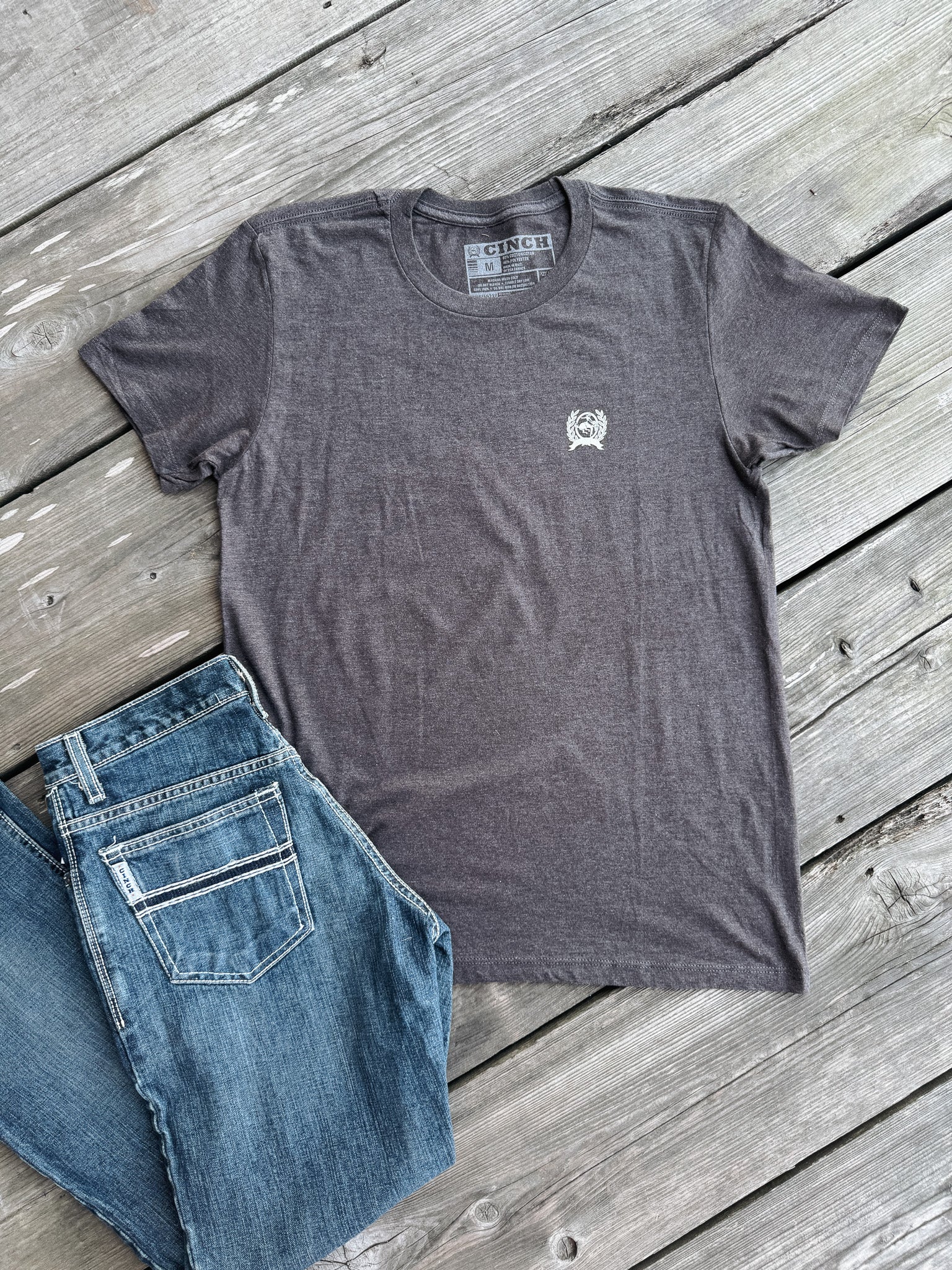 Cinch Back Logo T-Shirt in Charcoal - Image 2