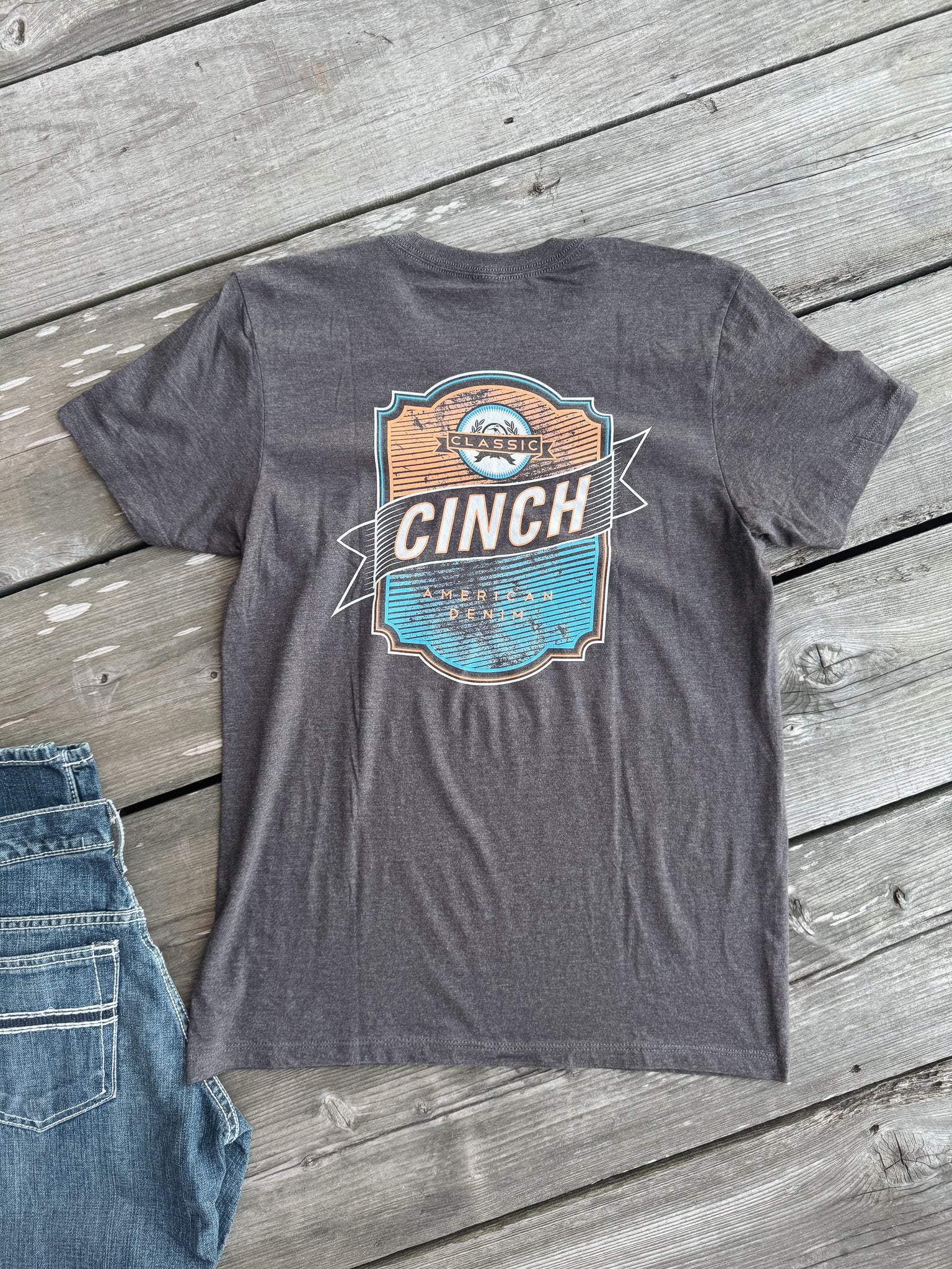 Cinch Back Logo T-Shirt in Charcoal - Image 3