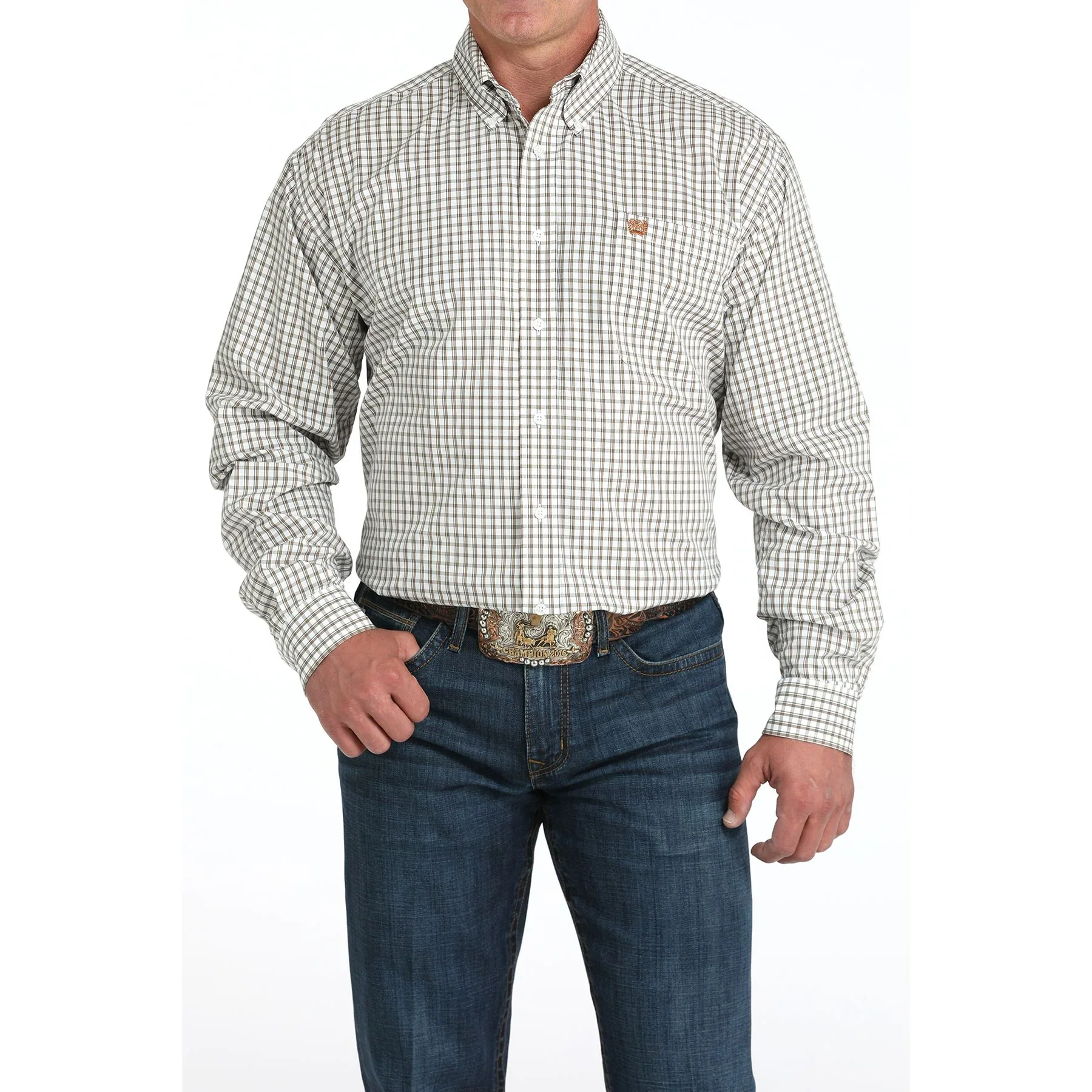 Men's Cinch Plaid Button Up Long Sleeve Shirt - Image 4