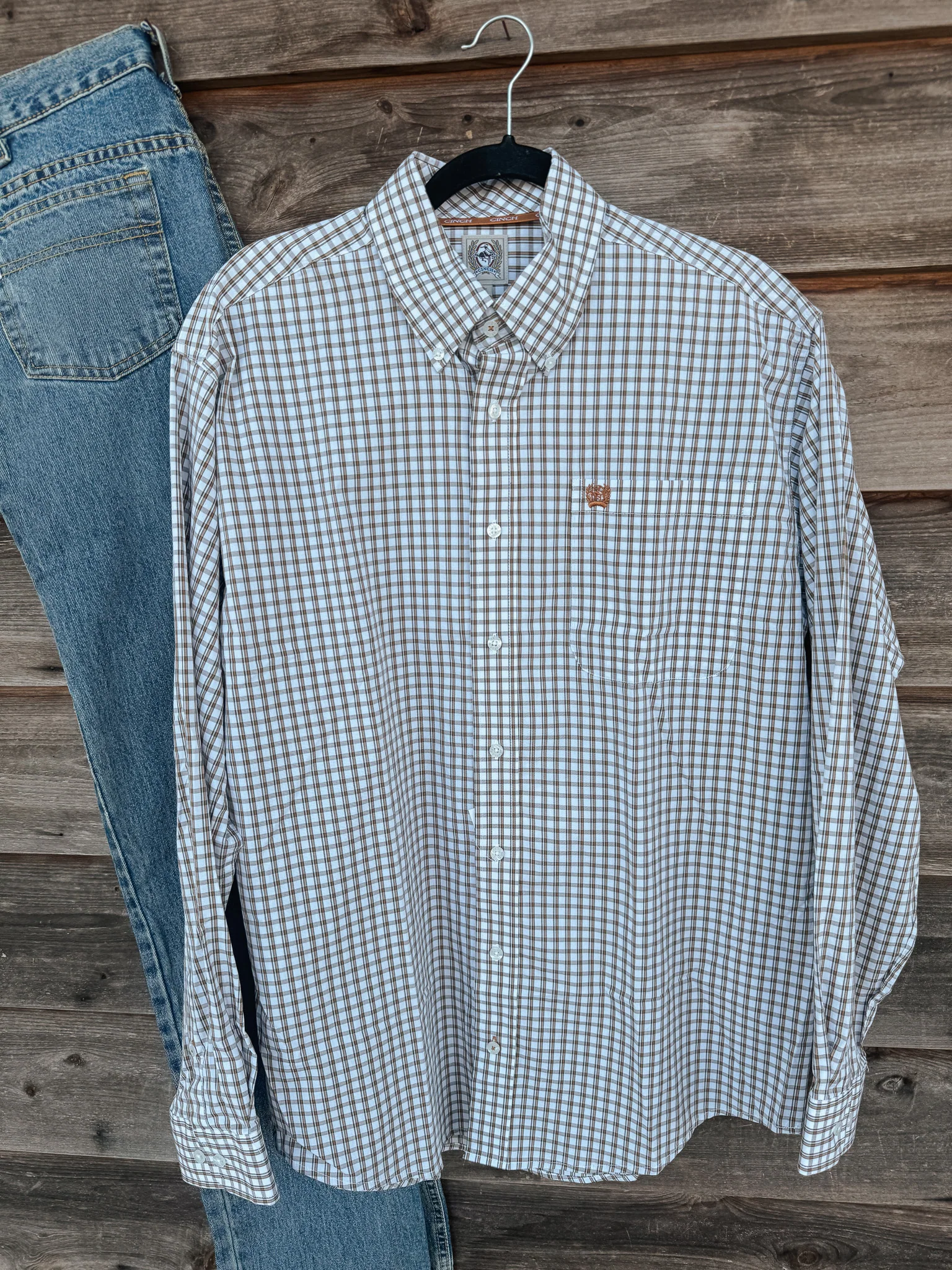 Men's Cinch Plaid Button Up Long Sleeve Shirt - Image 8