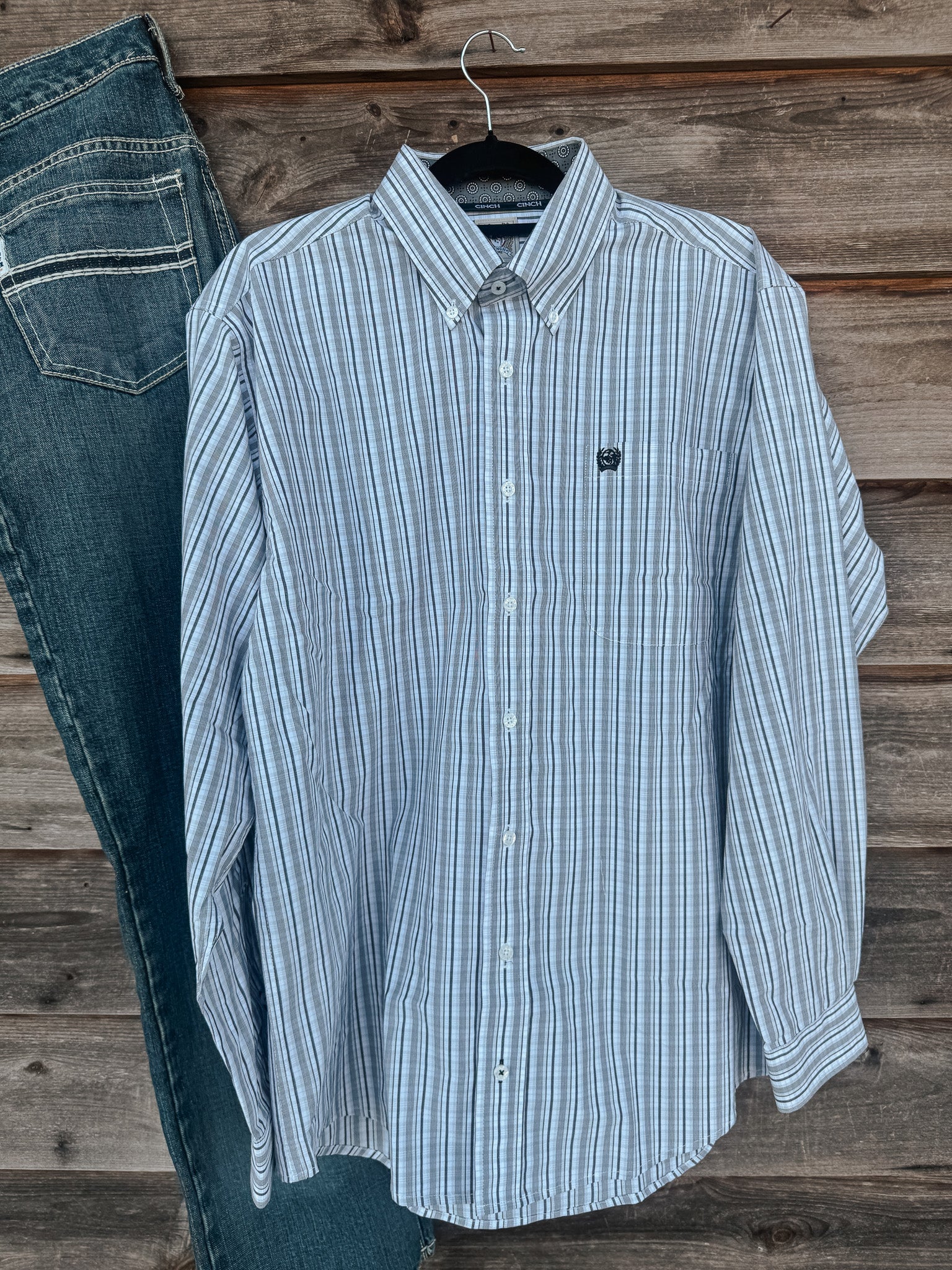 Men's Cinch White & Grey Plaid Shirt - Image 6