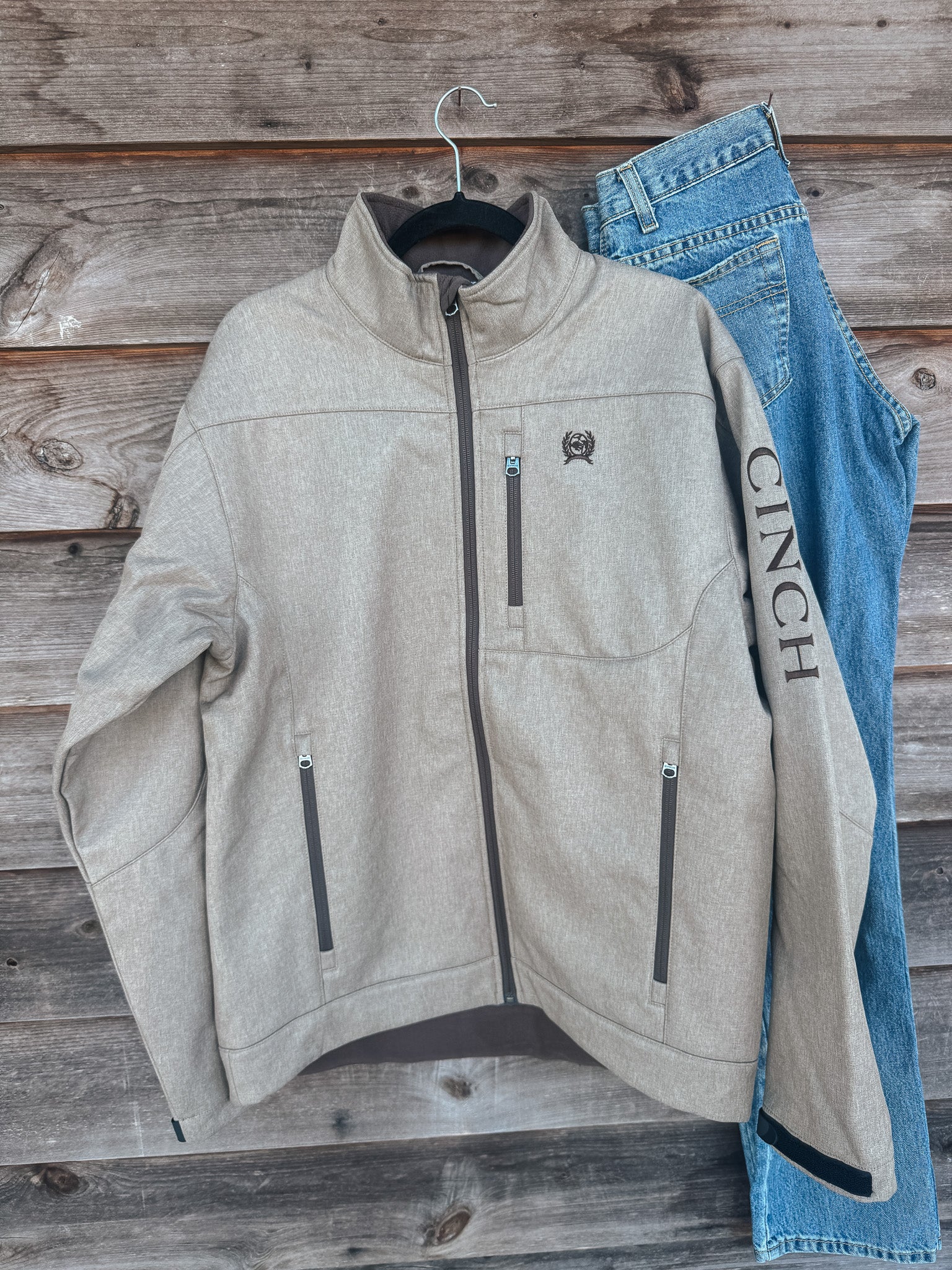 Men's Cinch Bonded Jacket in Stone - Image 7