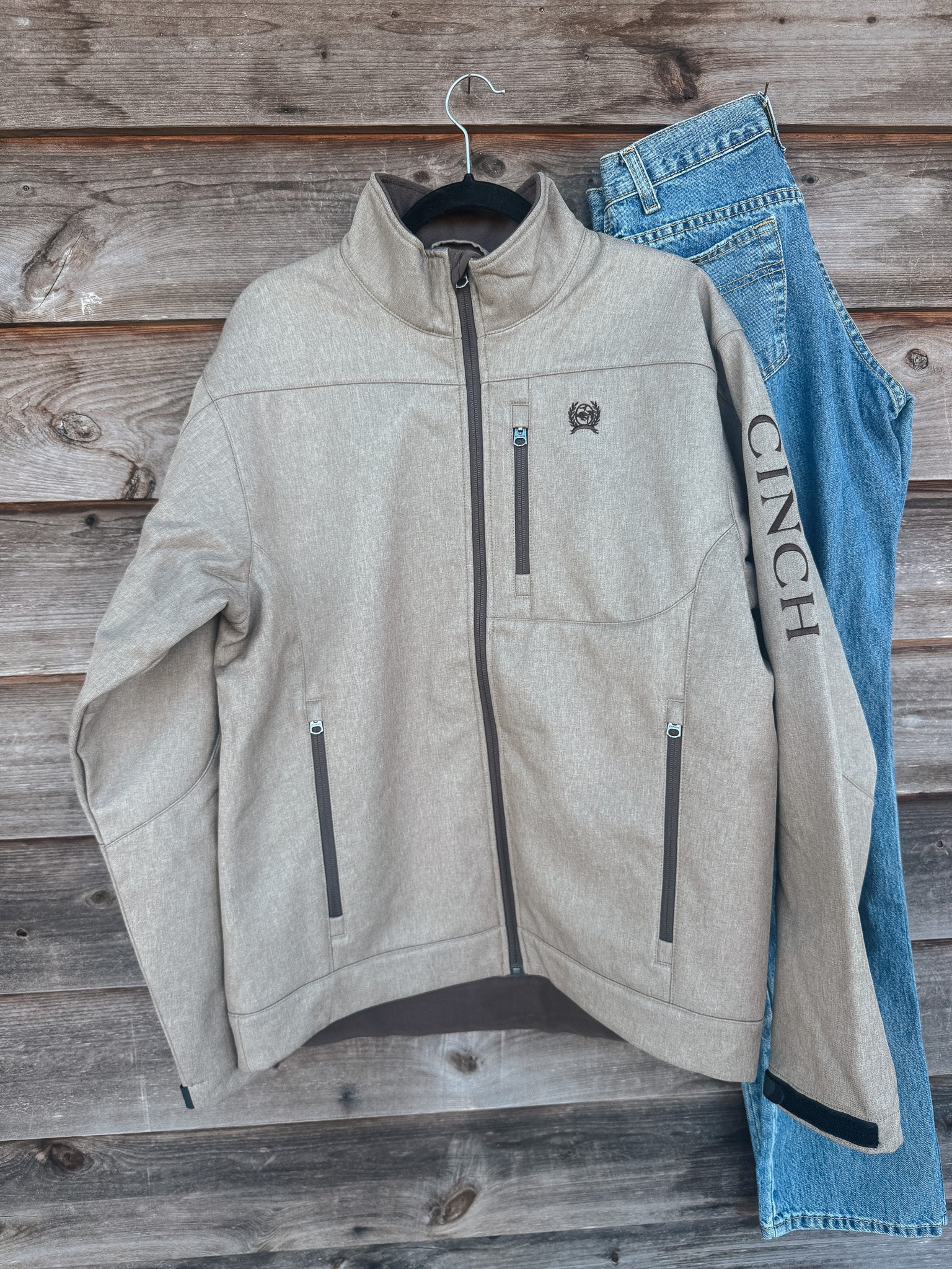 Men's Cinch Bonded Jacket in Stone - Image 8