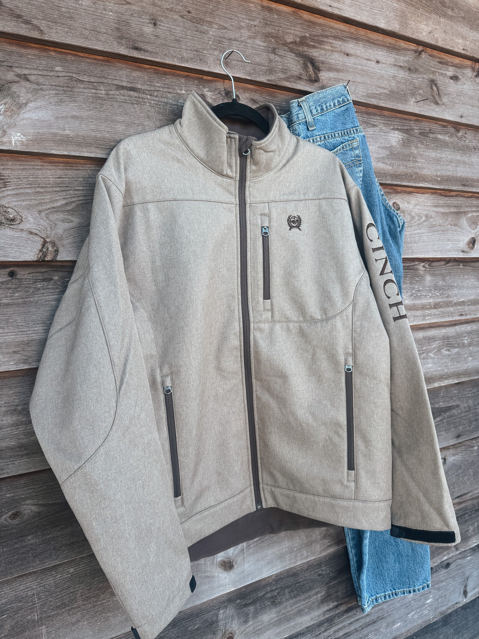 Men's Cinch Bonded Jacket in Stone - Image 9