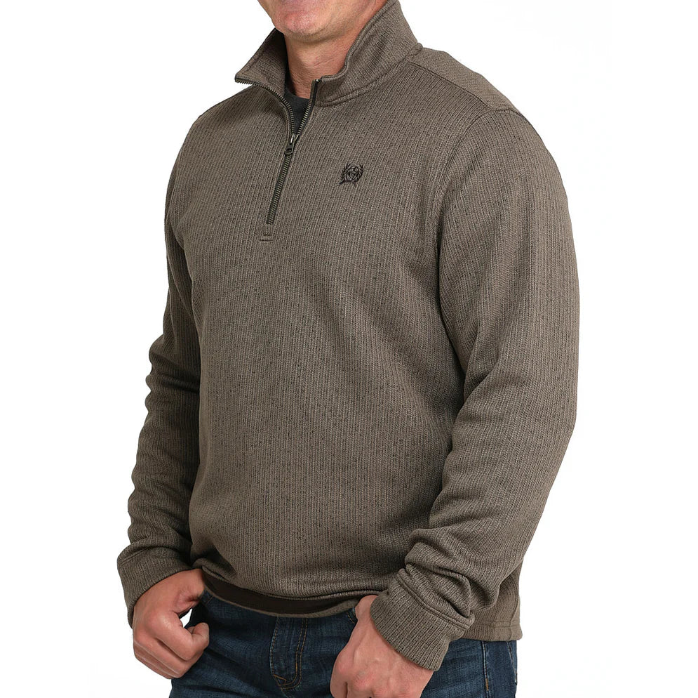 Men's Cinch 1/4 Zip Brown Pullover - Image 4