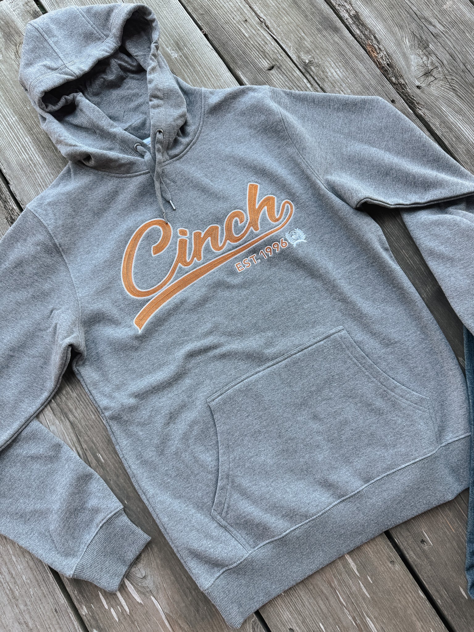 Men's Cinch Charcoal Grey Logo Hoodie - Image 2