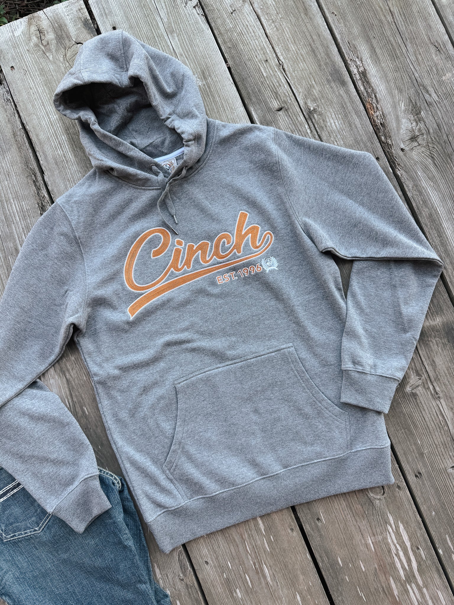 Men's Cinch Charcoal Grey Logo Hoodie - Image 3