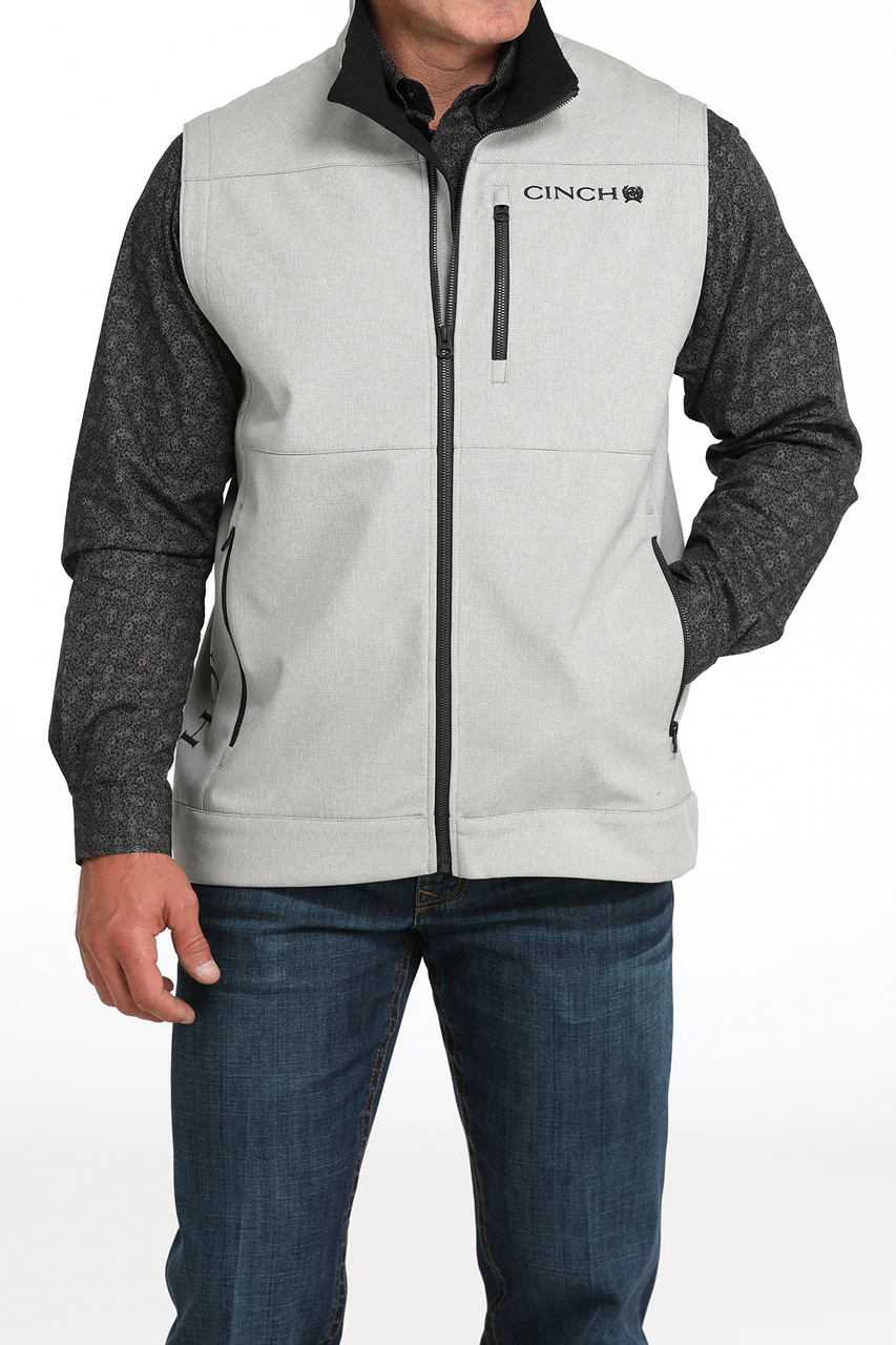 Men's Cinch Bonded Solid Grey Softshell Vest - Image 2
