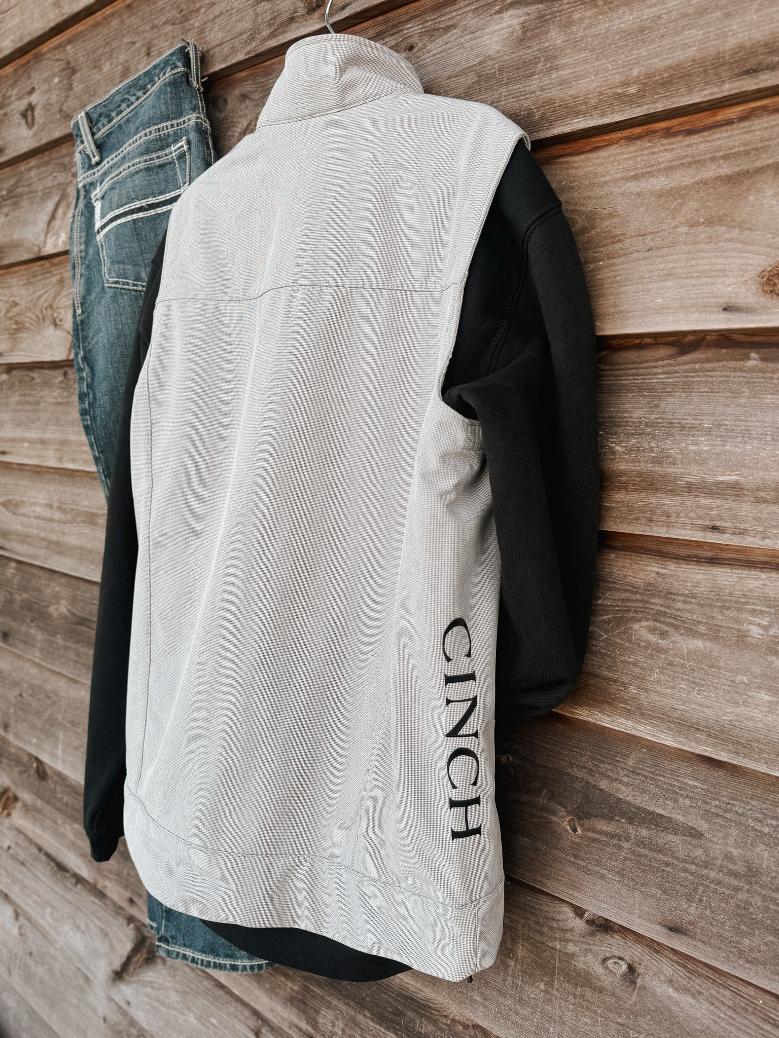 Men's Cinch Bonded Solid Grey Softshell Vest - Image 5