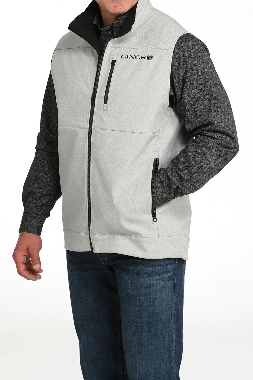 Men's Cinch Bonded Solid Grey Softshell Vest - Image 7