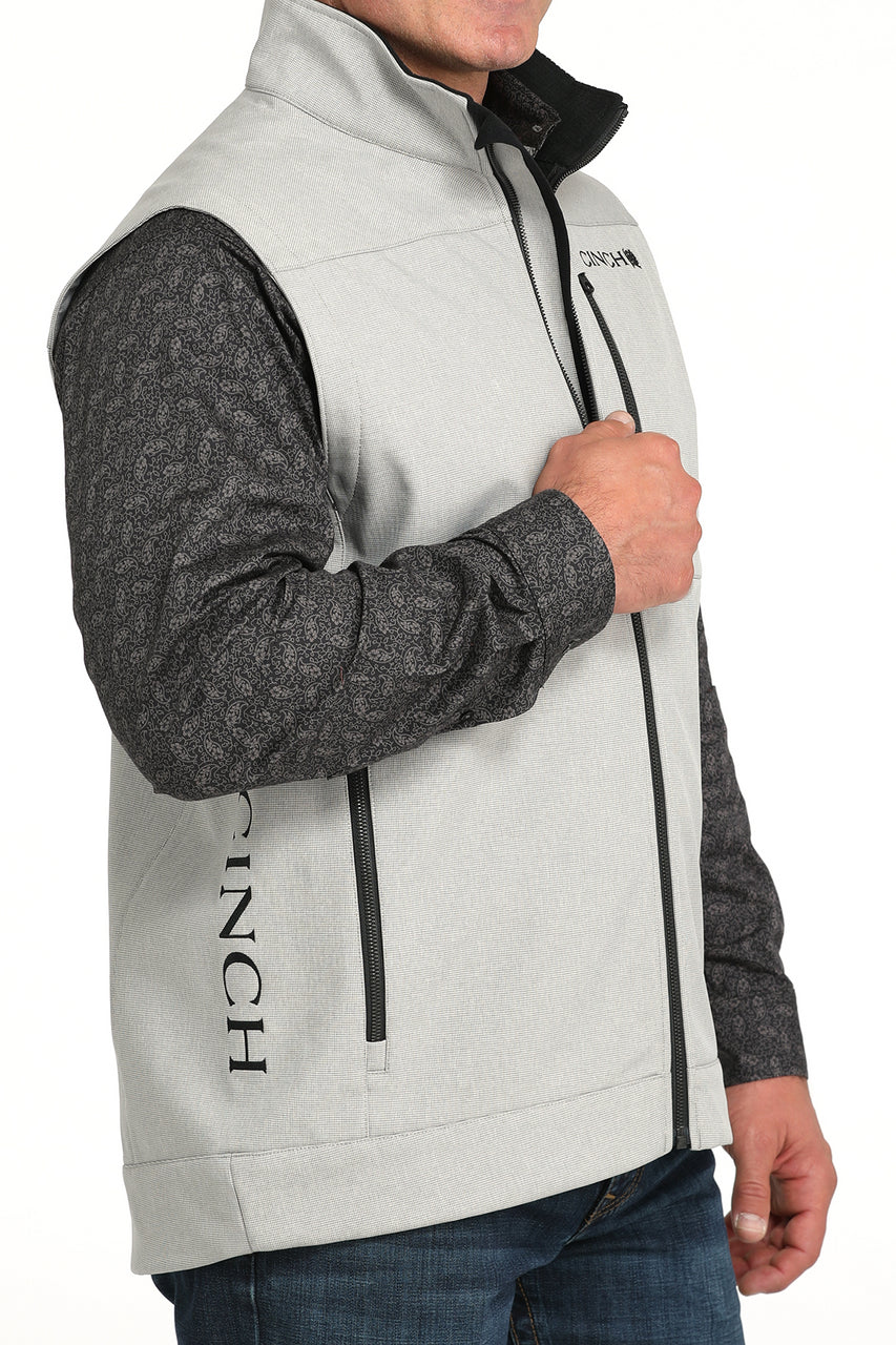 Men's Cinch Bonded Solid Grey Softshell Vest - Image 8