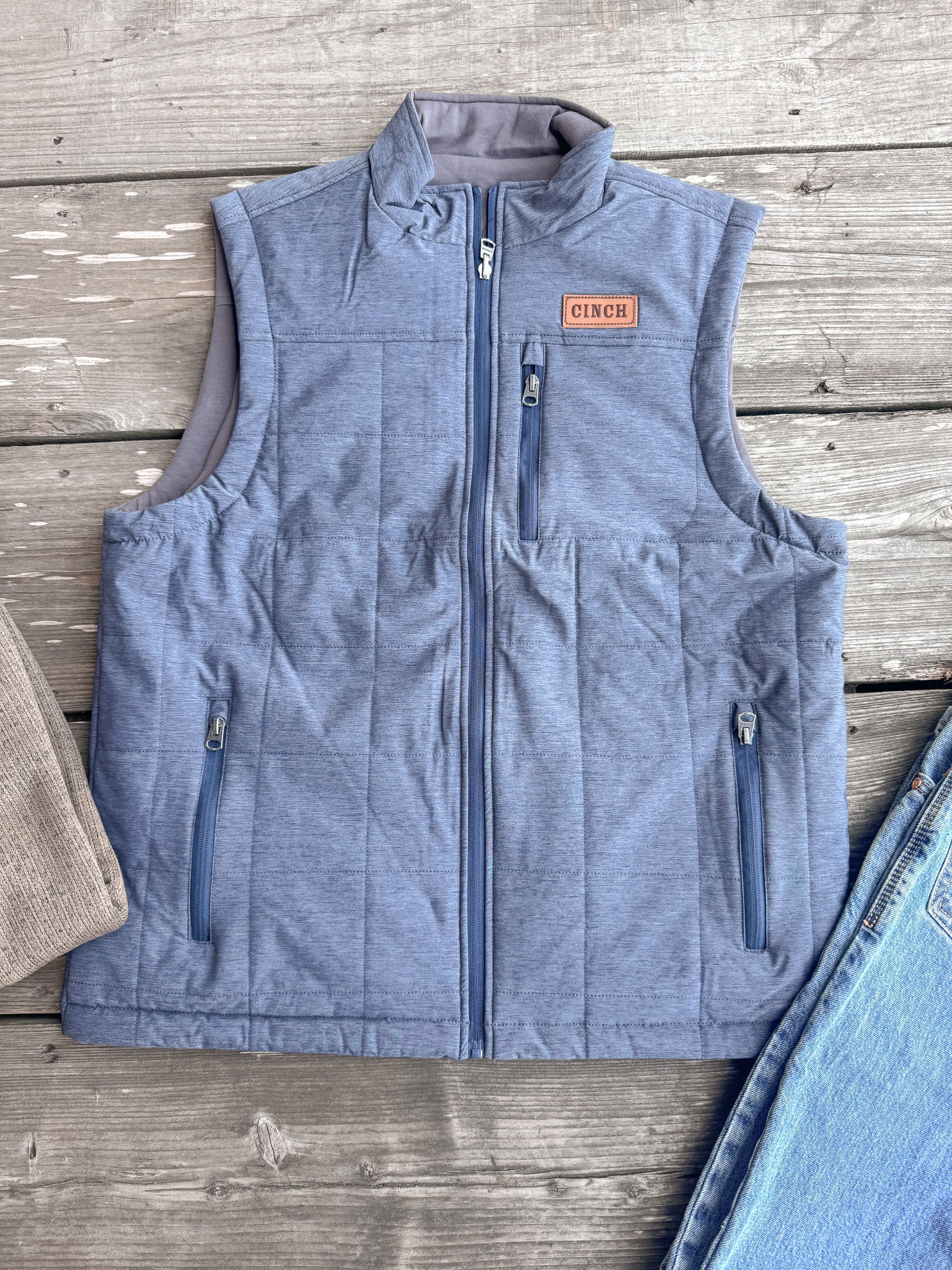 Men's Cinch Reversible Navy and Gray Vest - Image 2