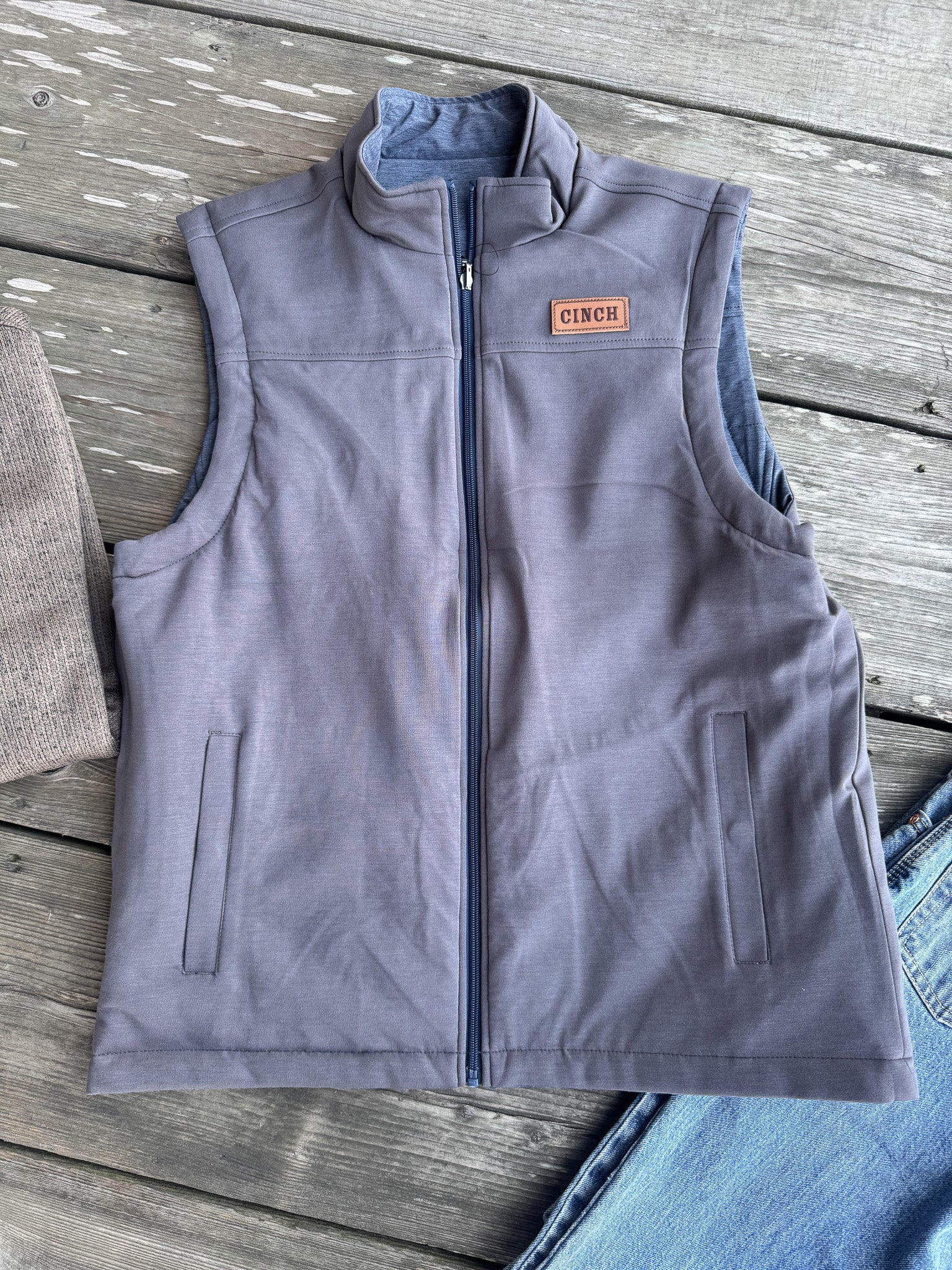 Men's Cinch Reversible Navy and Gray Vest - Image 3