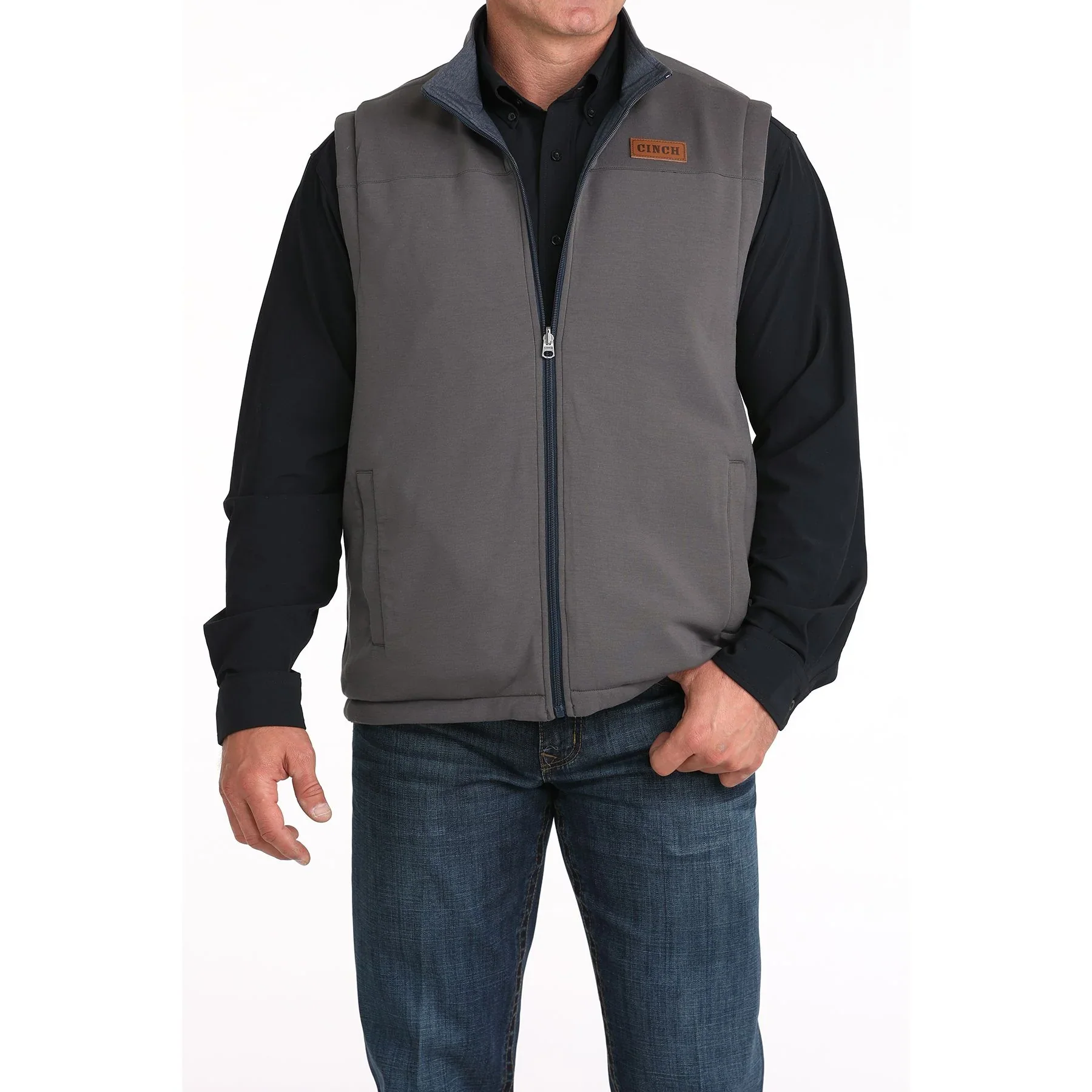 Men's Cinch Reversible Navy and Gray Vest - Image 7