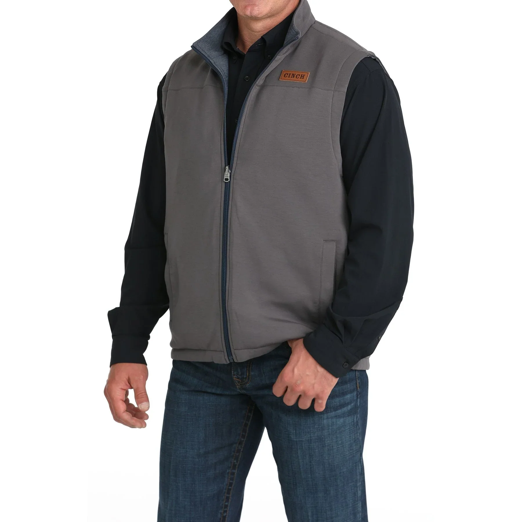 Men's Cinch Reversible Navy and Gray Vest - Image 8