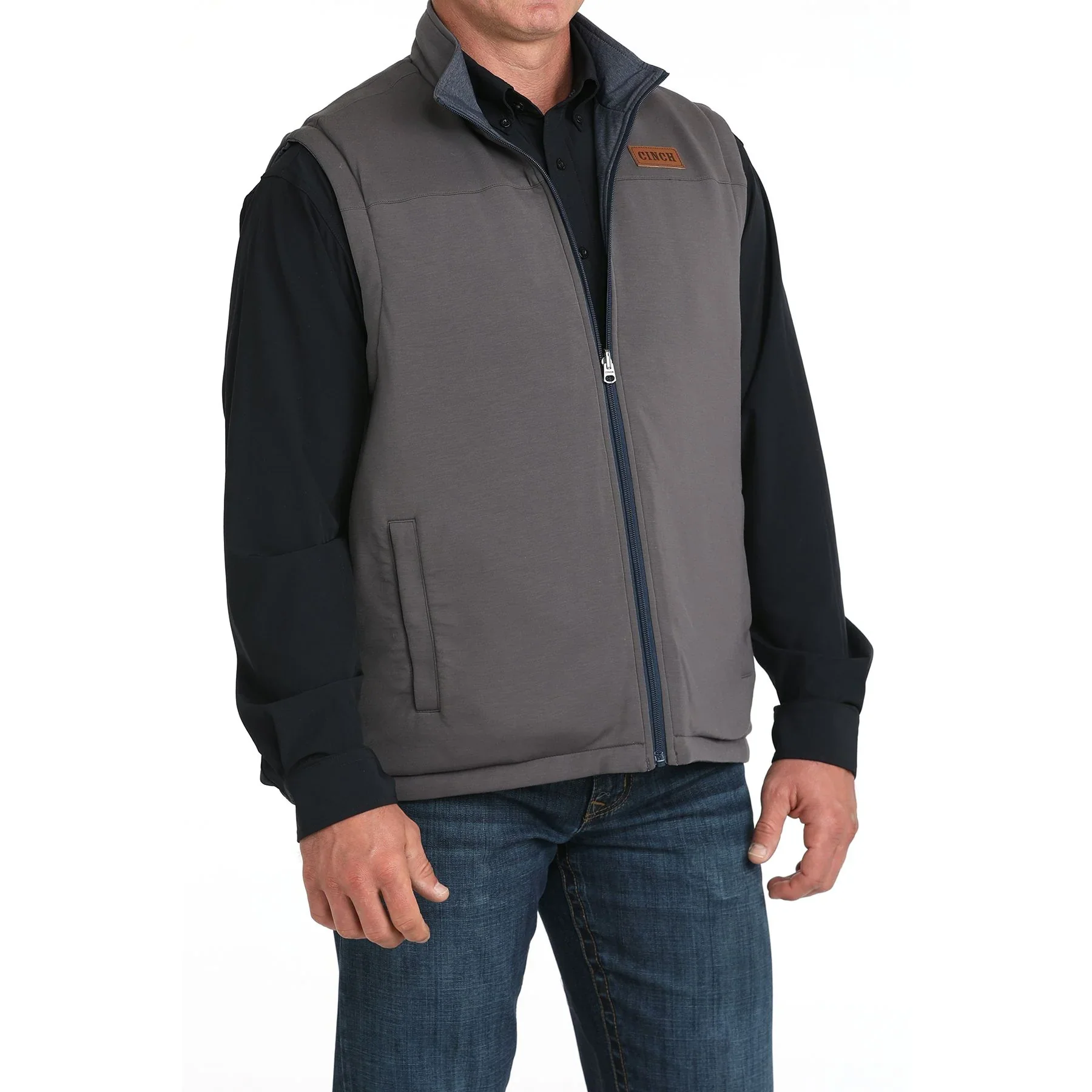 Men's Cinch Reversible Navy and Gray Vest - Image 9