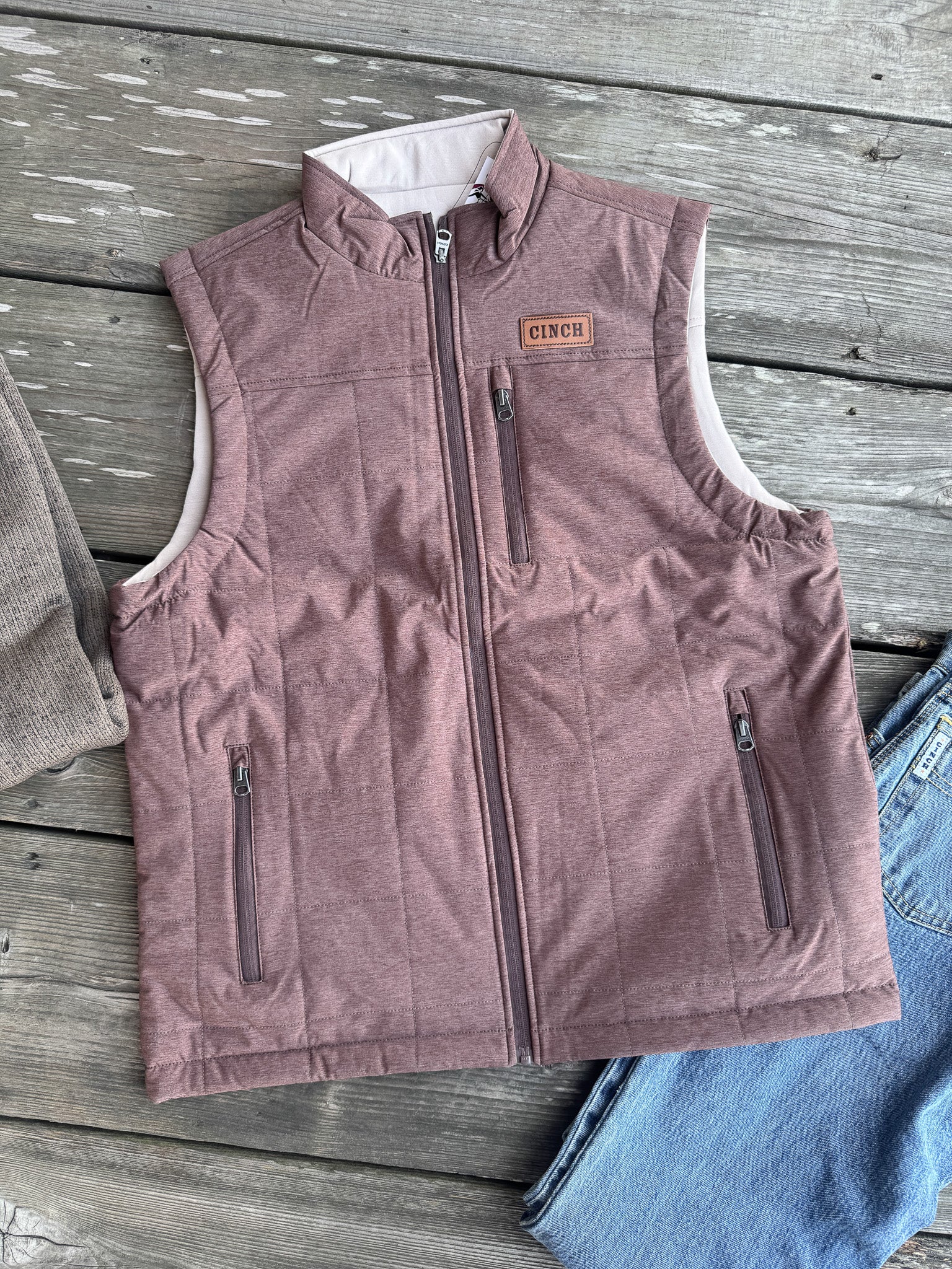 Men's Cinch Reversible Burgundy/Cream Vest - Image 2