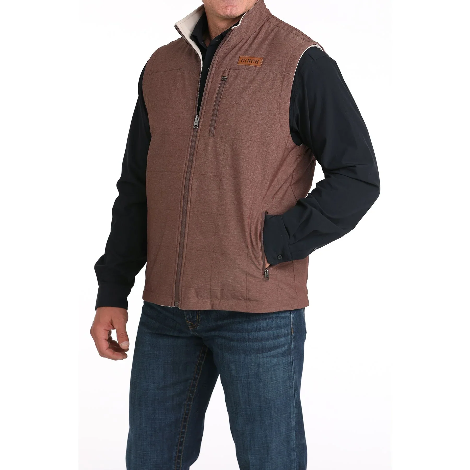 Men's Cinch Reversible Burgundy/Cream Vest - Image 3