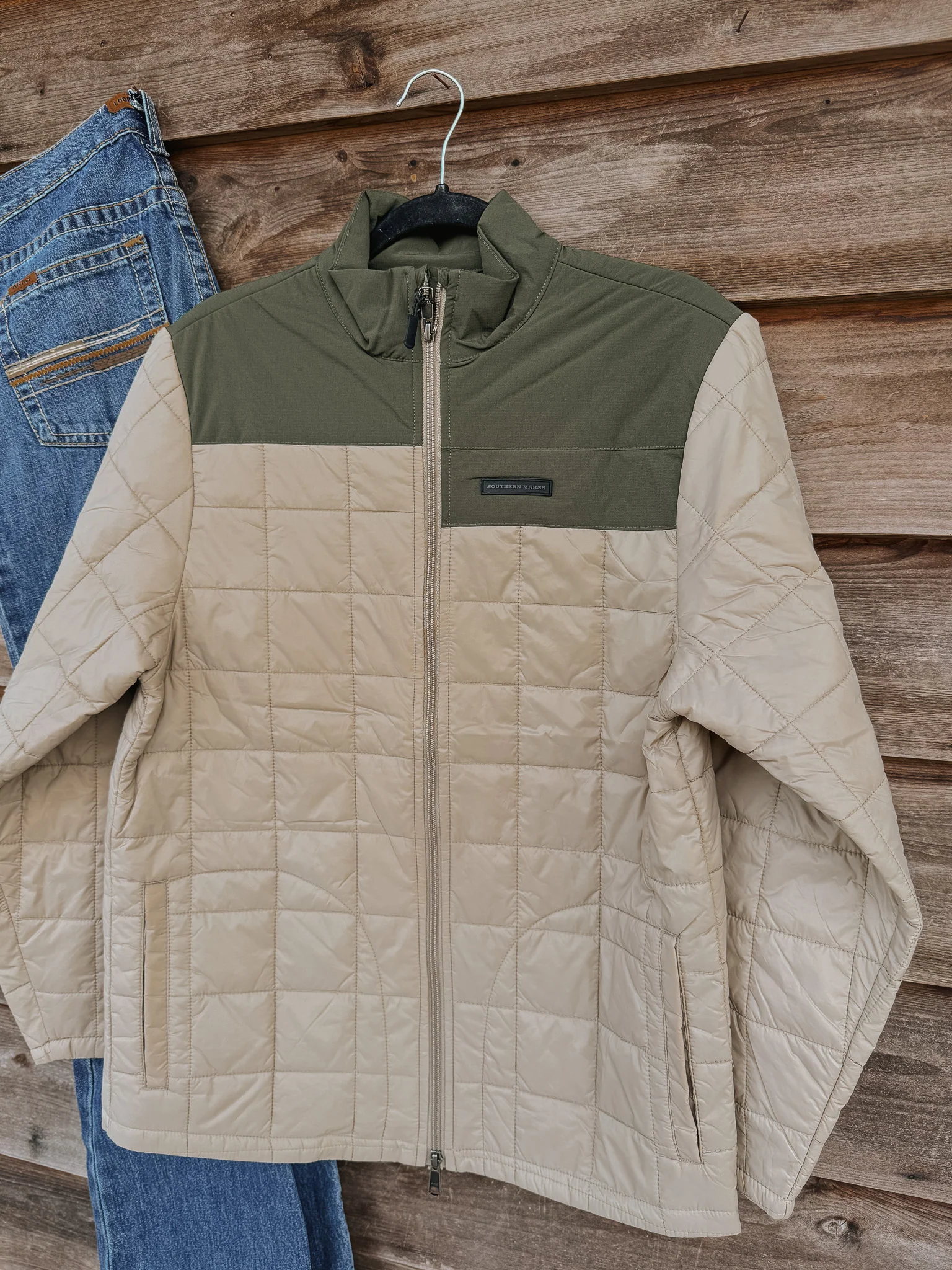 Men's Southern Marsh Falcon Hill Quilted Jacket in Khaki - Image 4