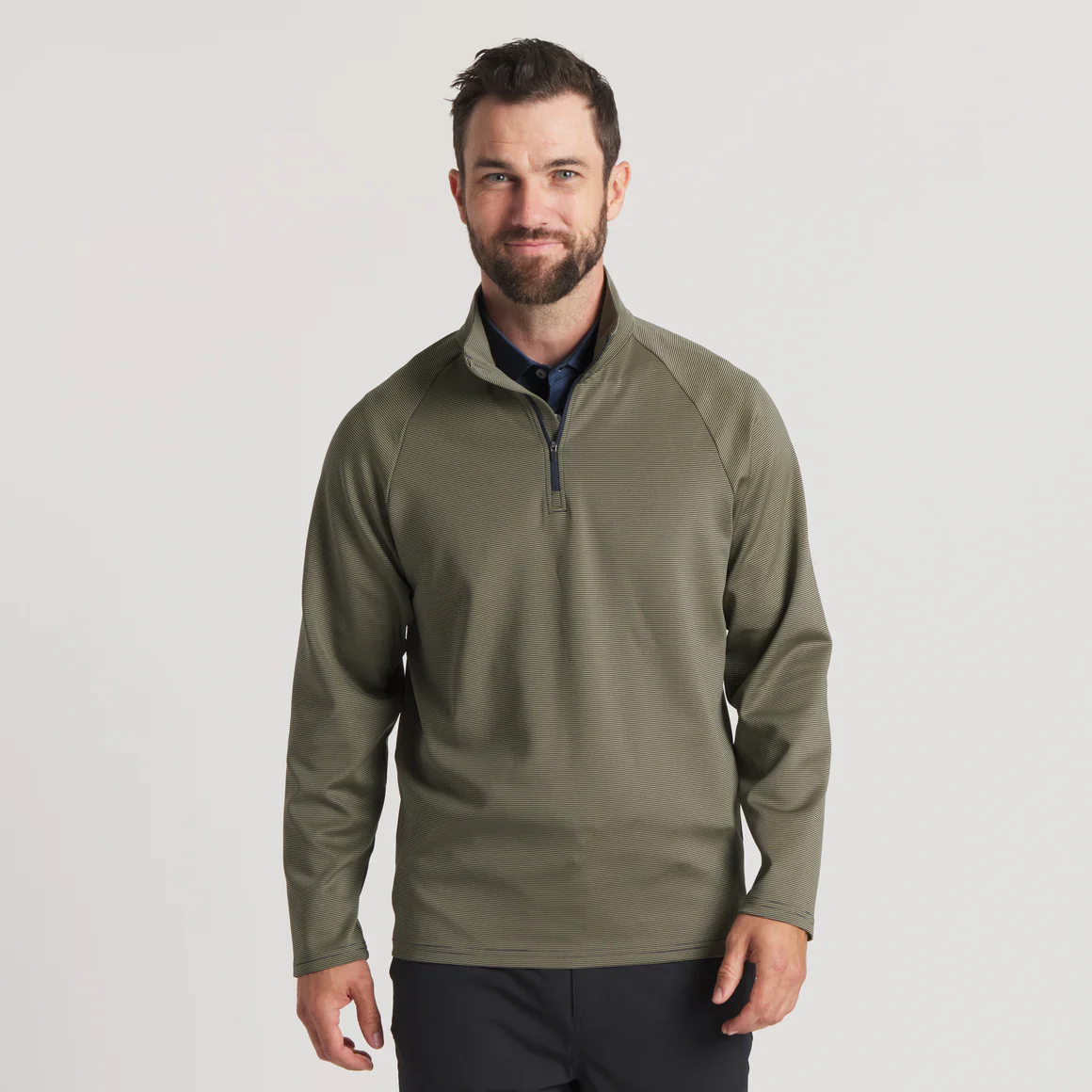 Men's Southern Marsh Southampton Performance Quarter Zip in Dark Olive - Image 2