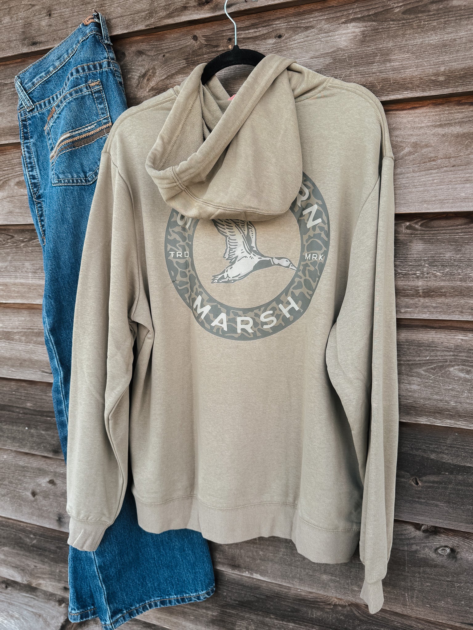 Men's Southern Marsh Surfside Hoodie - Inflight Camo in Khaki - Image 6