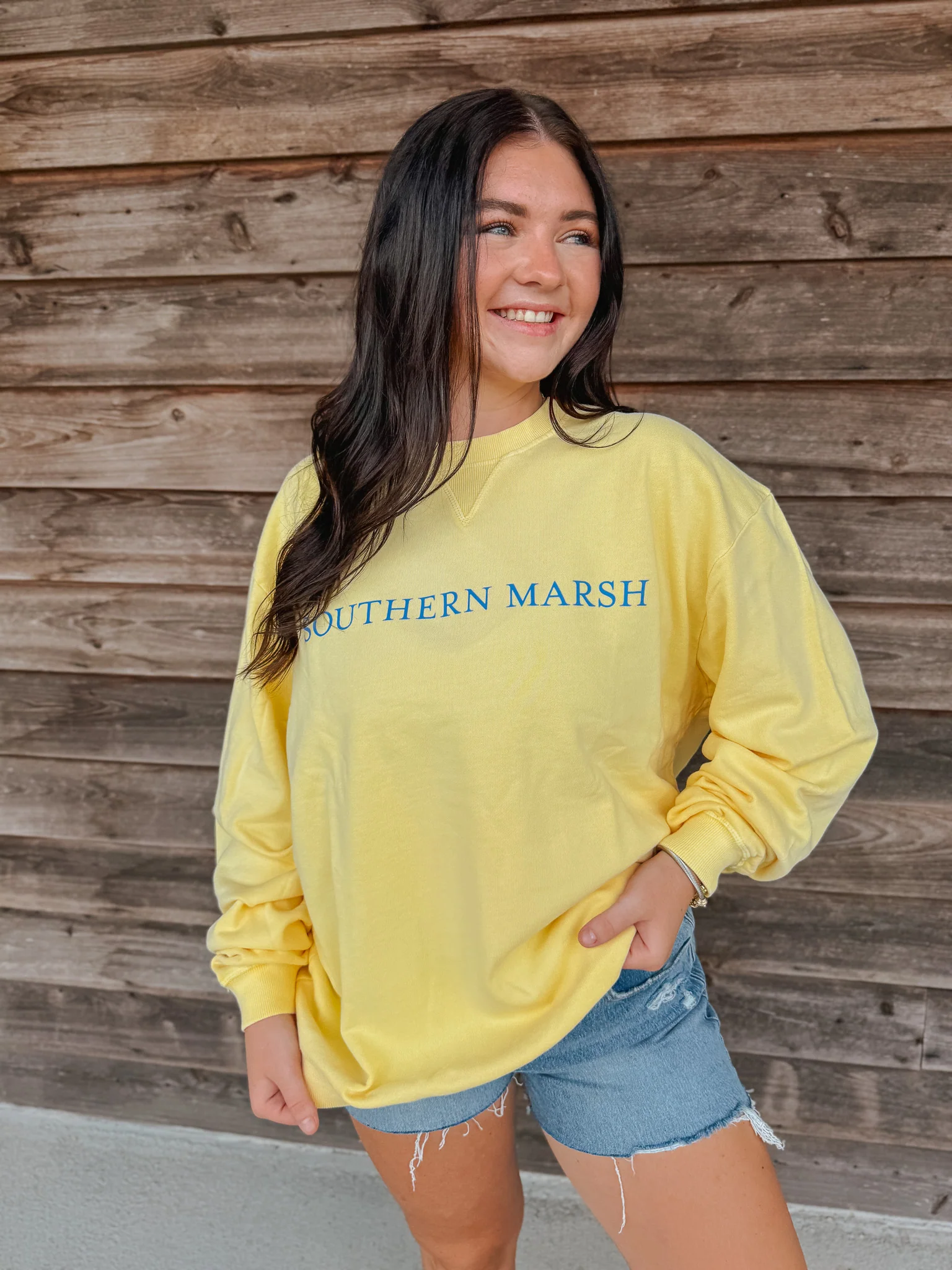 Women's Southern Marsh Seawash Sweatshirt in Vidalia Yellow - Image 3