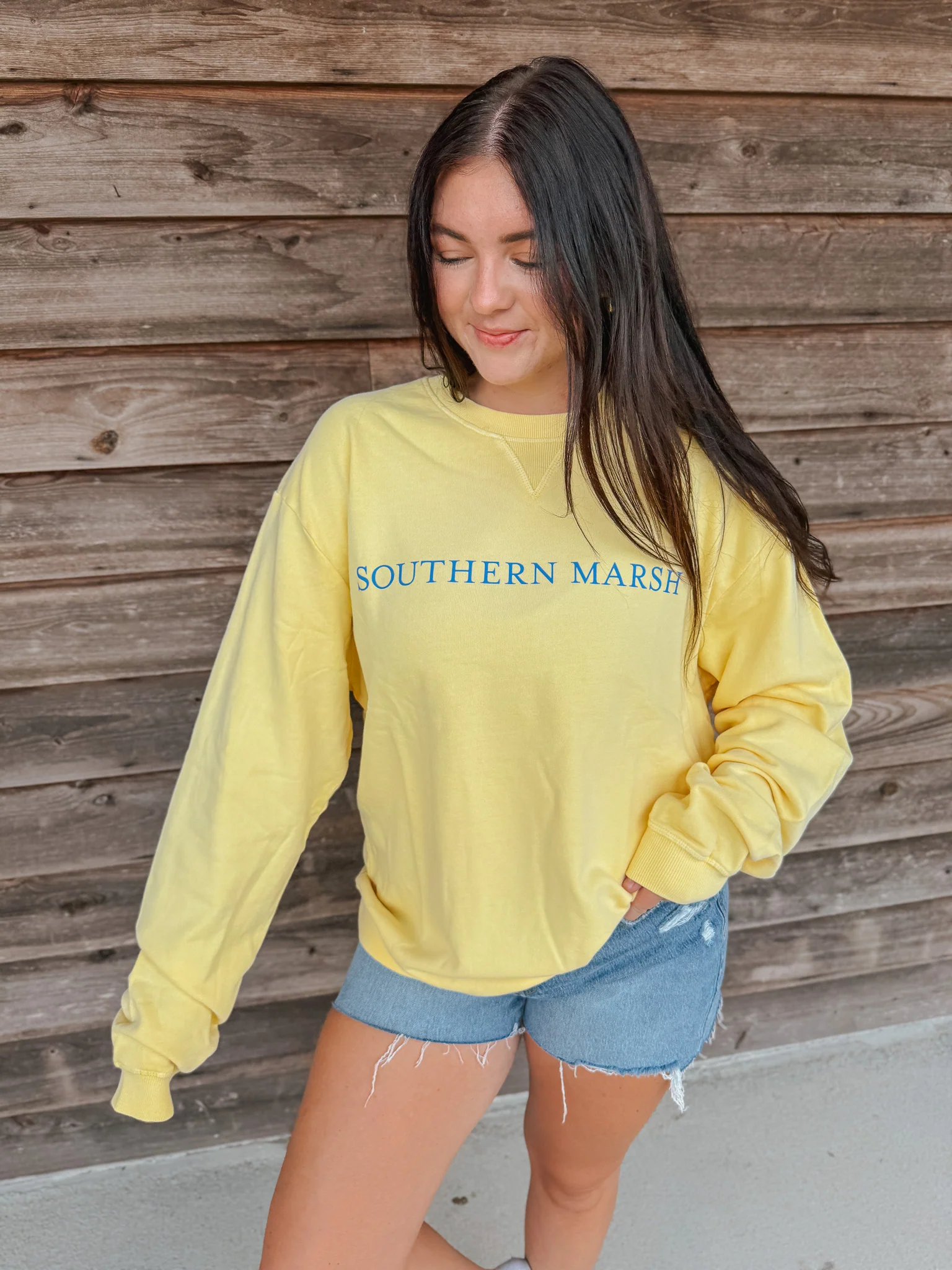 Women's Southern Marsh Seawash Sweatshirt in Vidalia Yellow - Image 4