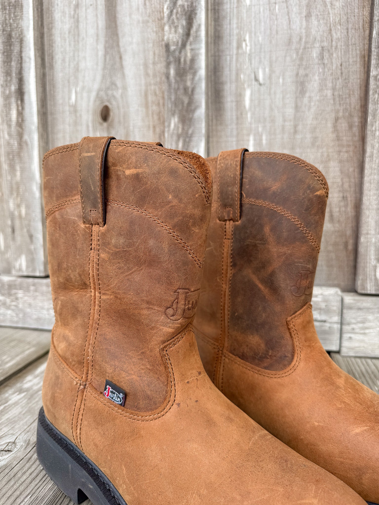 Men's Justin Round-Up 10" Round Toe Boots - Image 3