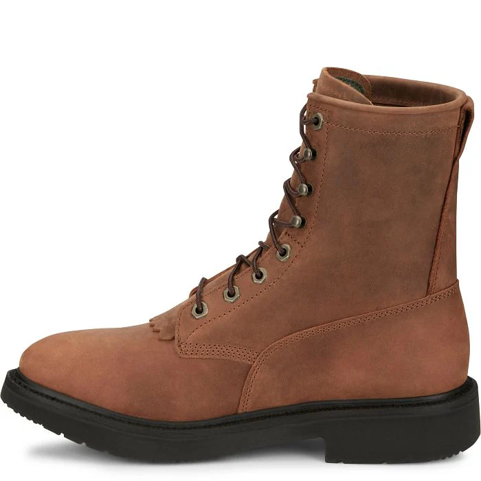 MEN'S JUSTIN LIVESTOCK 8" LACE-UP ROUND TOE WORK BOOTS - Image 13
