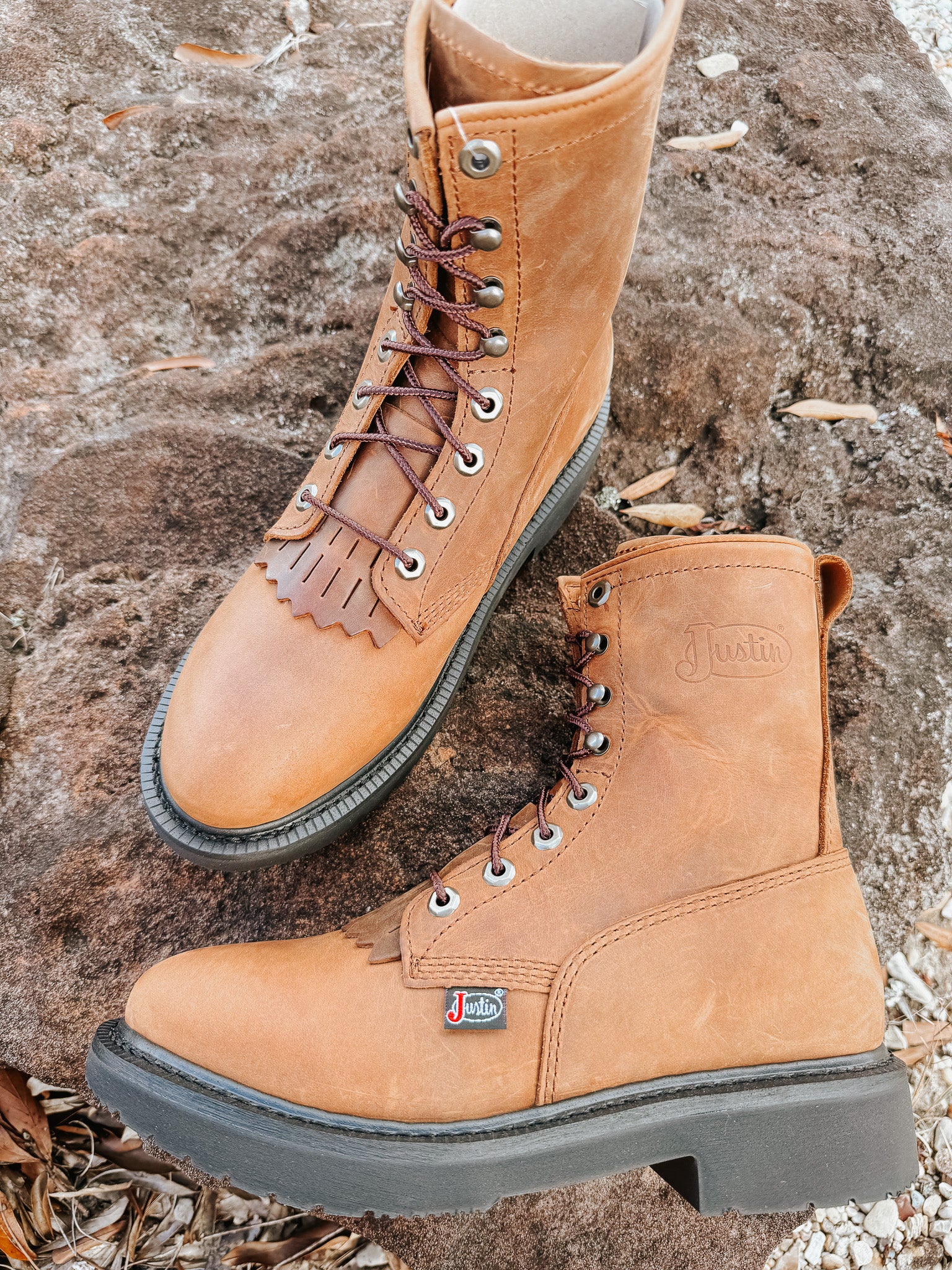 MEN'S JUSTIN LIVESTOCK 8" LACE-UP ROUND TOE WORK BOOTS - Image 17