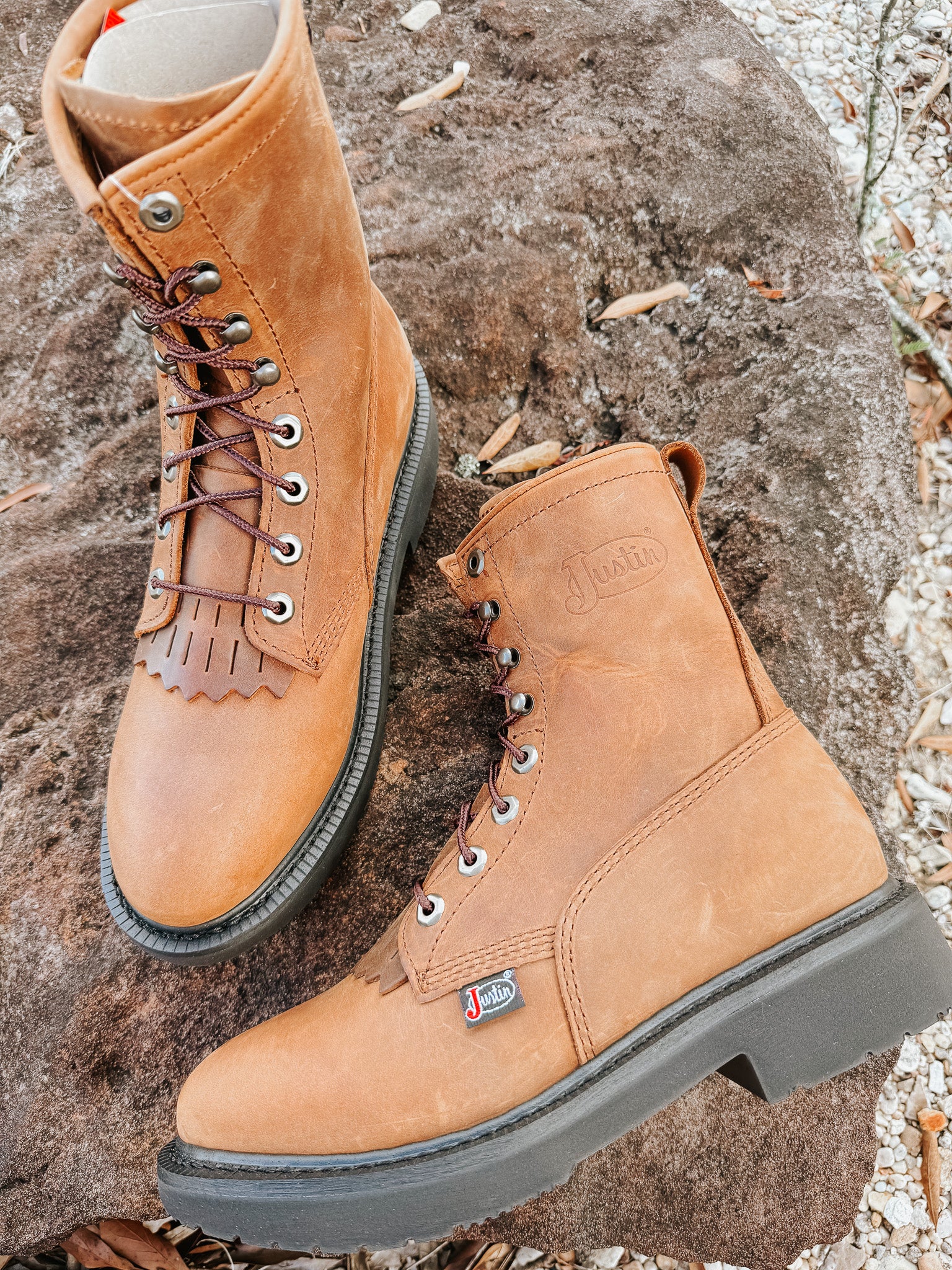 MEN'S JUSTIN LIVESTOCK 8" LACE-UP ROUND TOE WORK BOOTS - Image 18