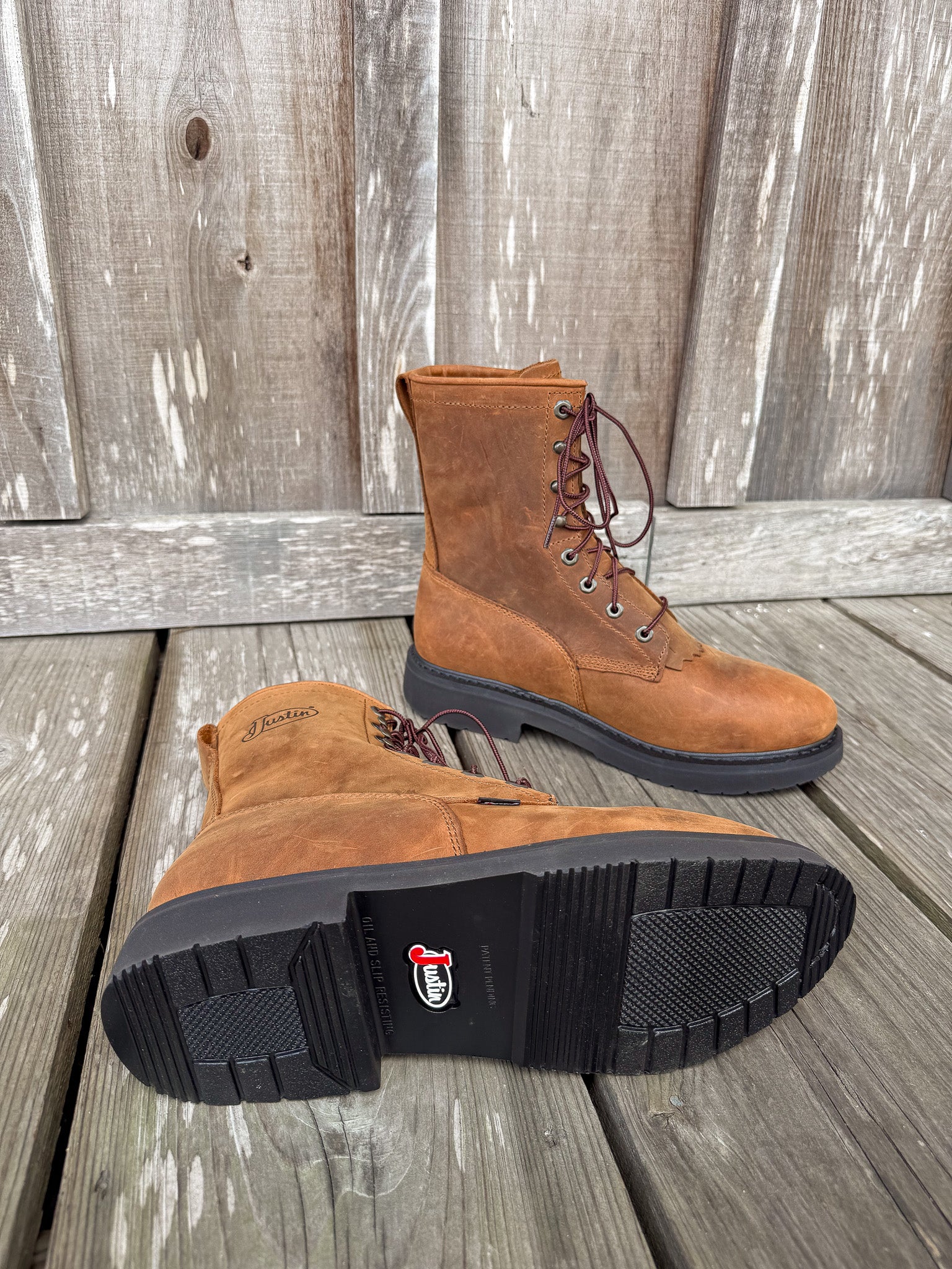 MEN'S JUSTIN LIVESTOCK 8" LACE-UP ROUND TOE WORK BOOTS - Image 3